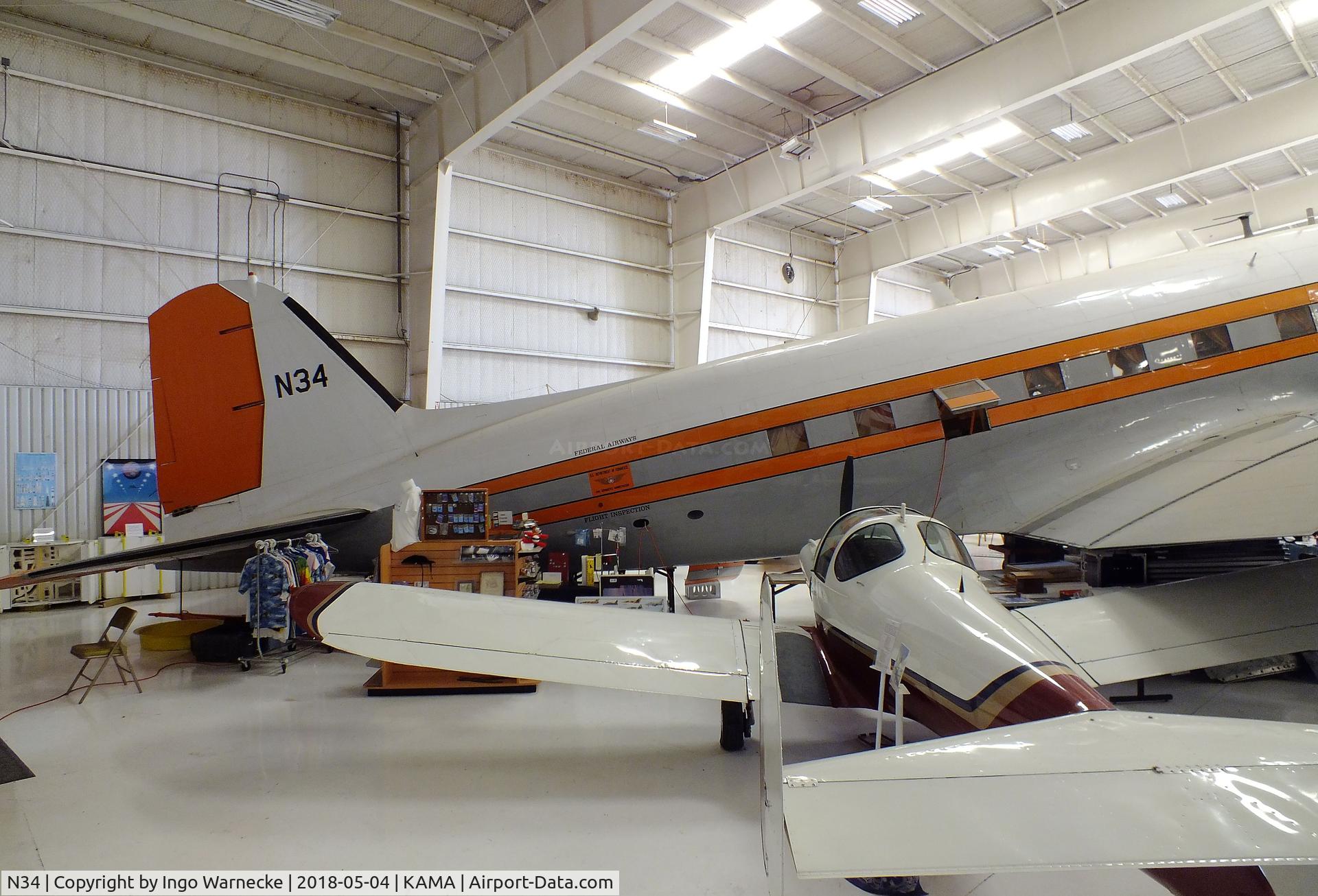 N34, 1945 Douglas R4D-7 C/N 33359, Douglas DC-3C (formerly Federal Airways Flight Inspection) at the Texas Air & Space Museum, Amarillo TX