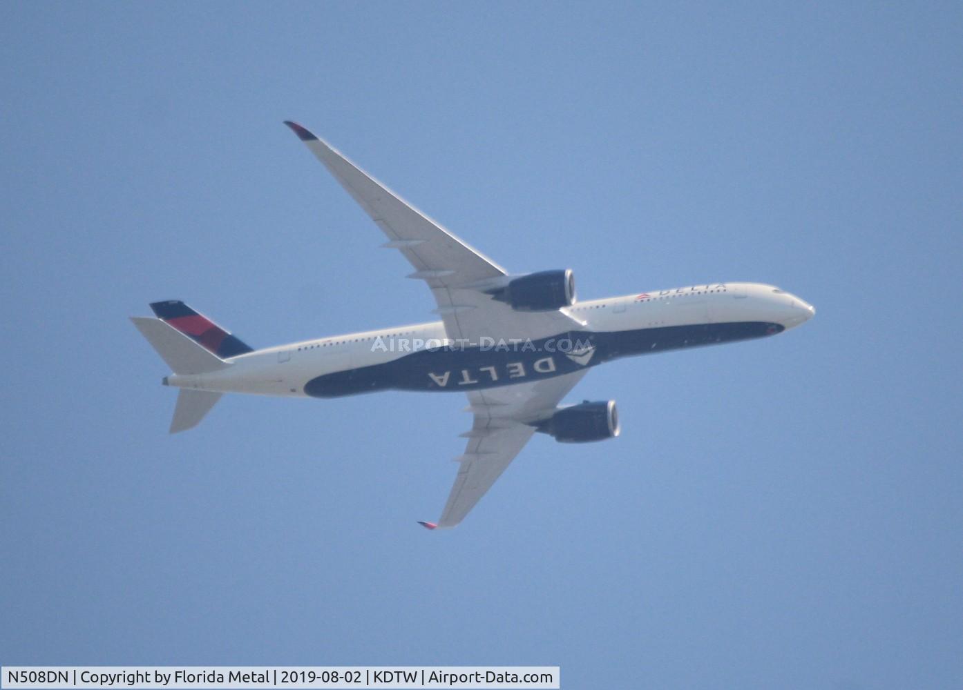 N508DN, 2018 Airbus A350-941 C/N 0190, Delta A350 on downwind over Willow Run