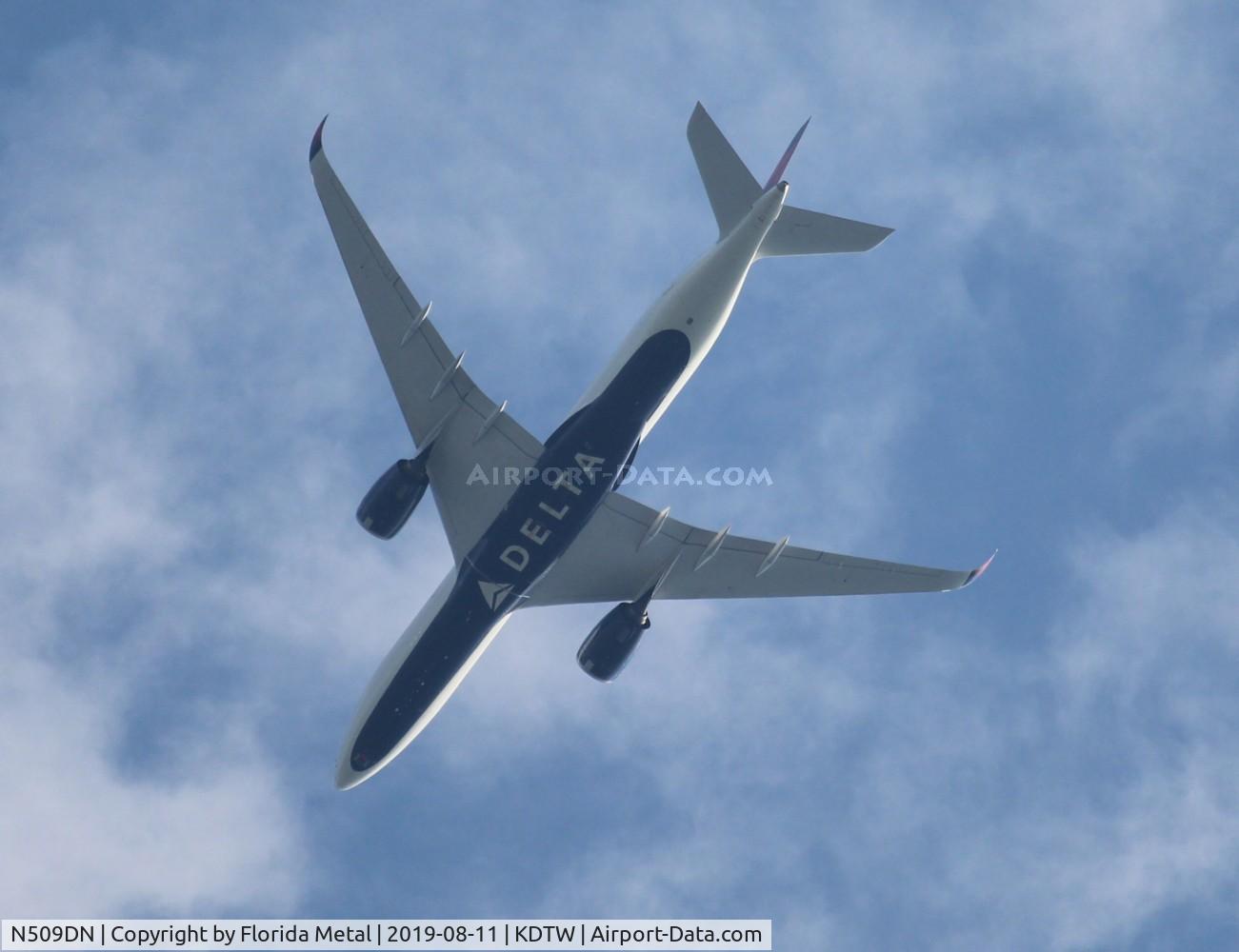 N509DN, 2018 Airbus A350-941 C/N 0199, Delta in from Tokyo over Pontiac