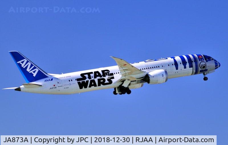 JA873A, 2015 Boeing 787-9 Dreamliner C/N 34530, The latest of the Star Wars livery, more difficult to see