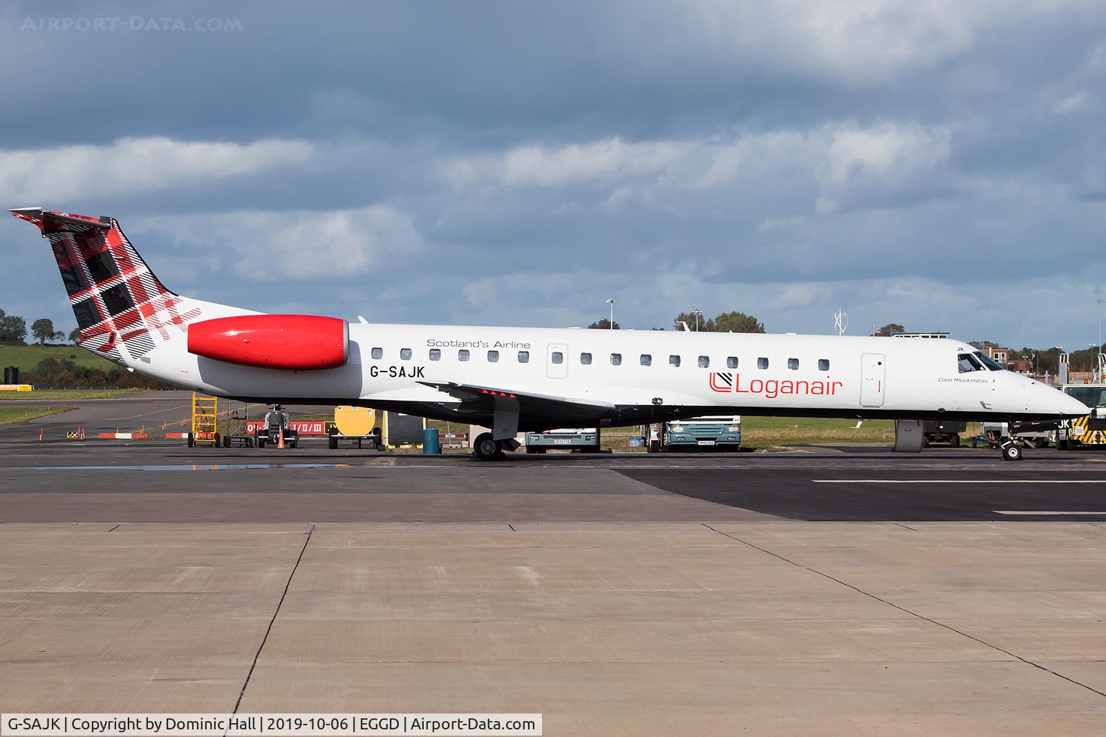G-SAJK, 1999 Embraer EMB-145EP (ERJ-145EP) C/N 145153, Parked on the southside apron