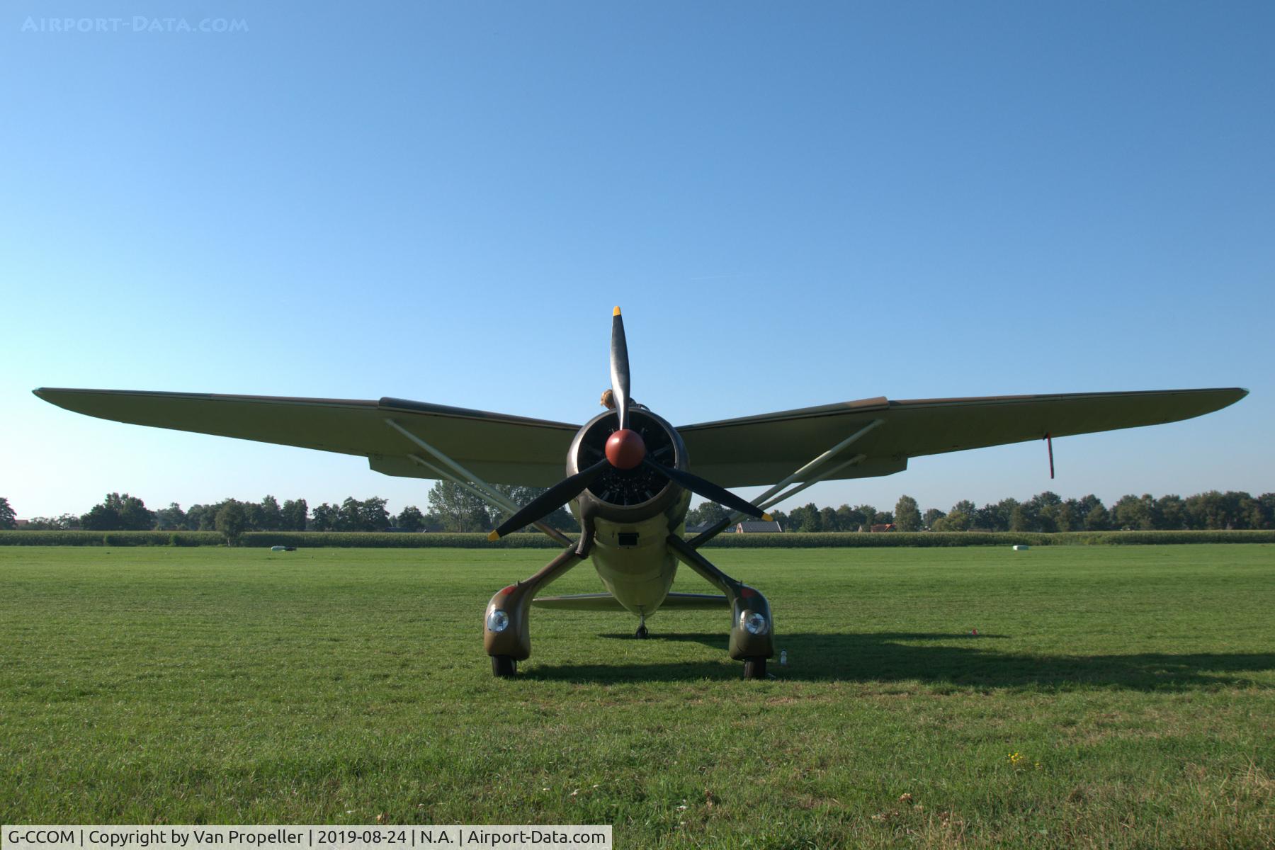 G-CCOM, 1939 Westland Lysander IIIA C/N Y1363, Westland Lysander Mk.IIIA at a temporary airfield at Ede, the Netherlands, for Wings of Freedom air show 2019