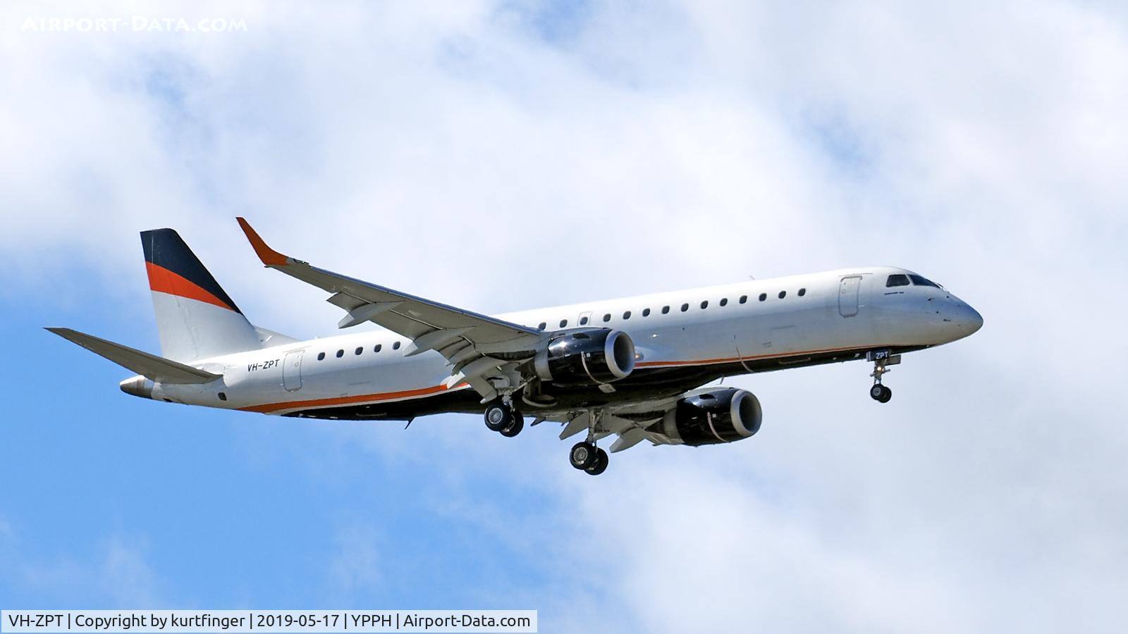 VH-ZPT, 2011 Embraer 190AR (ERJ-190-100IGW) C/N 19000451, Embraer ERJ-190AR E190. Cobham VH-ZPT approach runway 21, YPPH.170519.