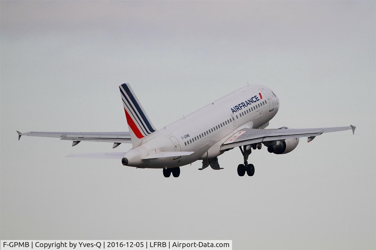 F-GPMB, 1996 Airbus A319-113 C/N 600, Airbus A319-113, Take off rwy 07R, Brest-Bretagne airport (LFRB-BES)