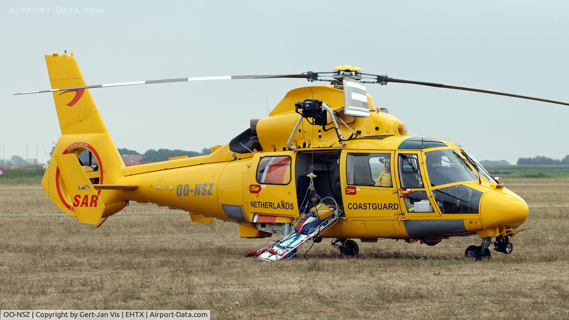OO-NSZ, 1991 Aerospatiale AS-365N Dauphin 2 C/N 6420, Parked at Texel Airport during the Texel Air Show