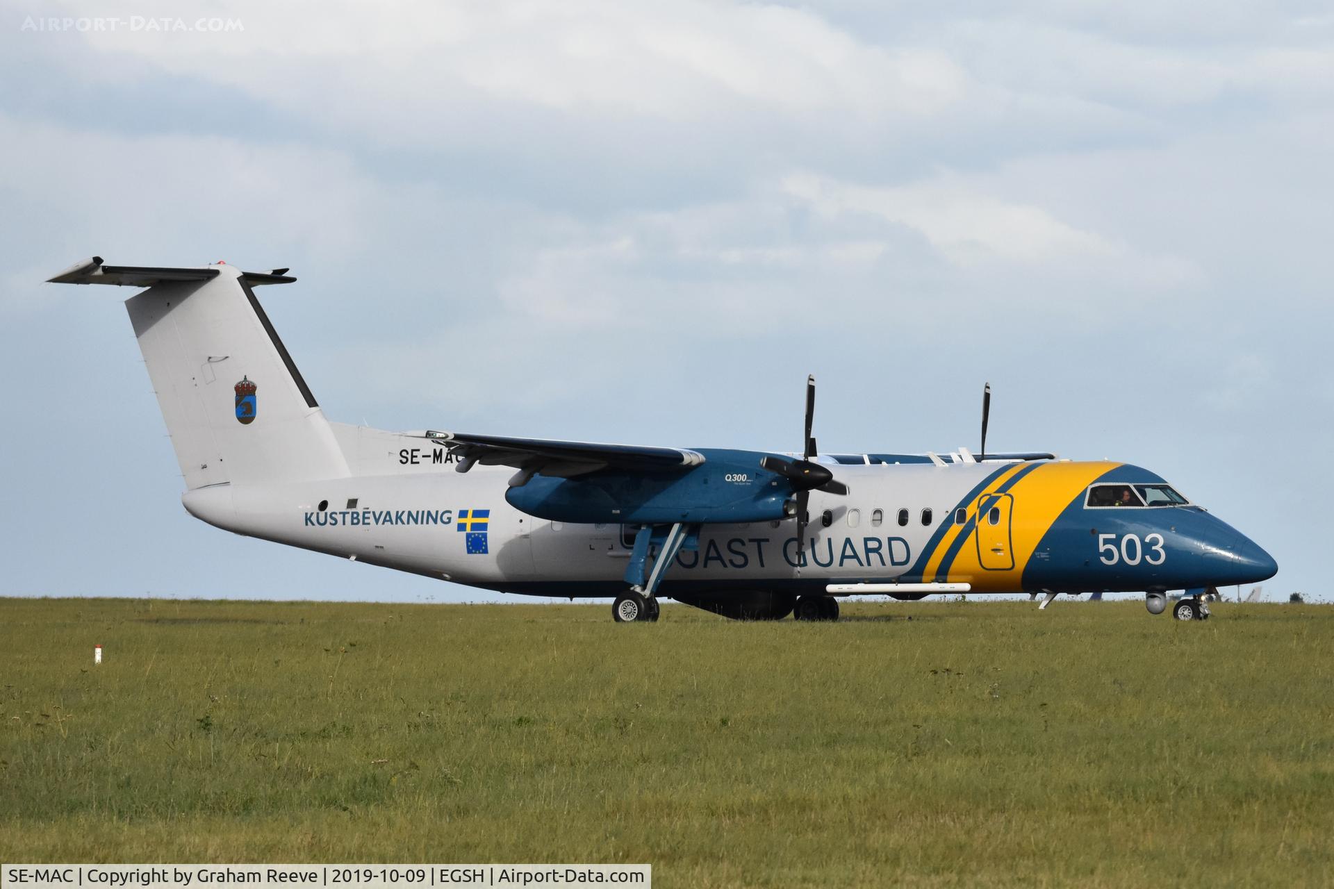 SE-MAC, 2007 De Havilland Canada DHC-8-311AQ Dash 8 C/N 638, Just landed at Norwich.
