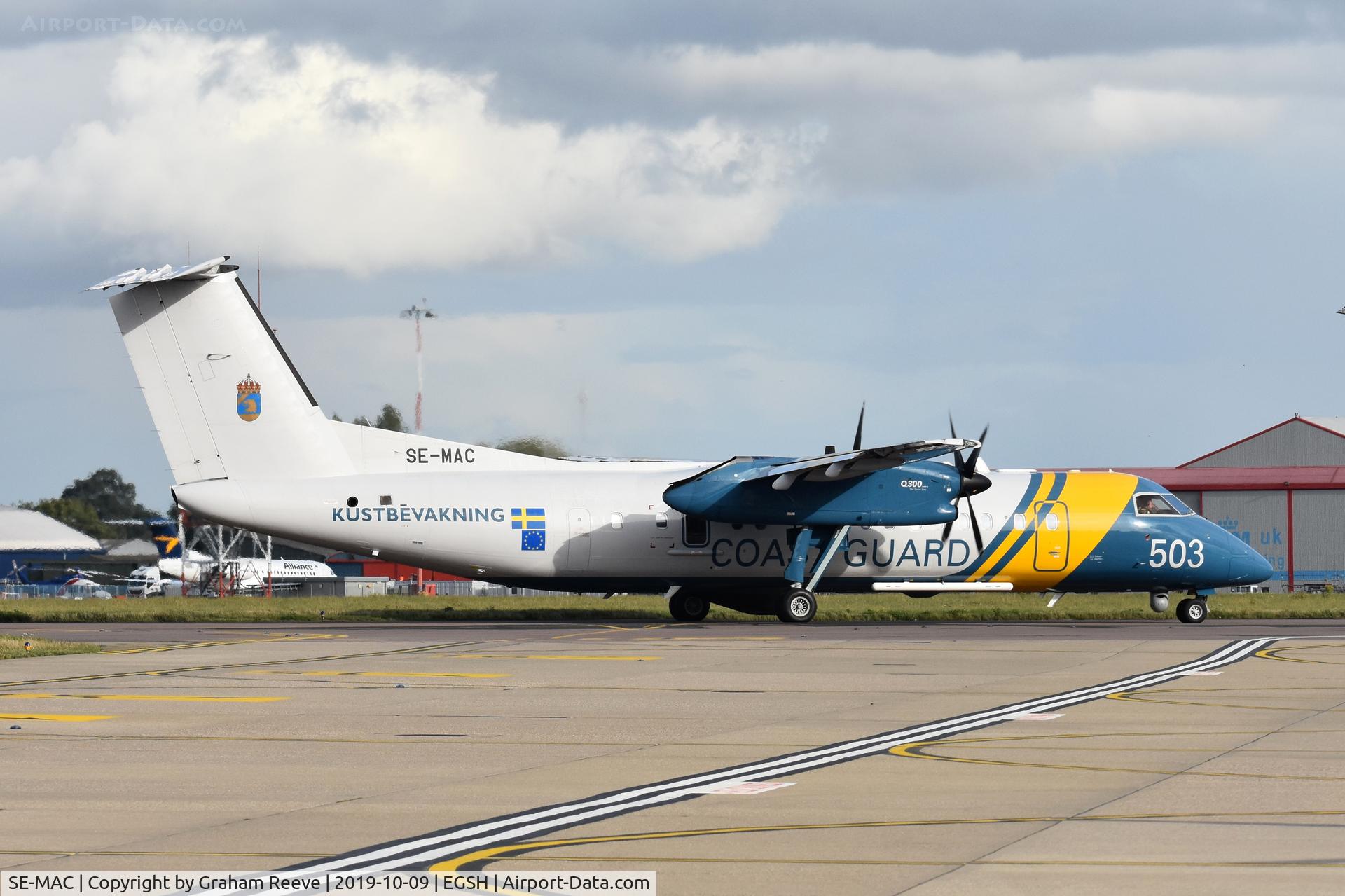 SE-MAC, 2007 De Havilland Canada DHC-8-311AQ Dash 8 C/N 638, Just landed at Norwich.
