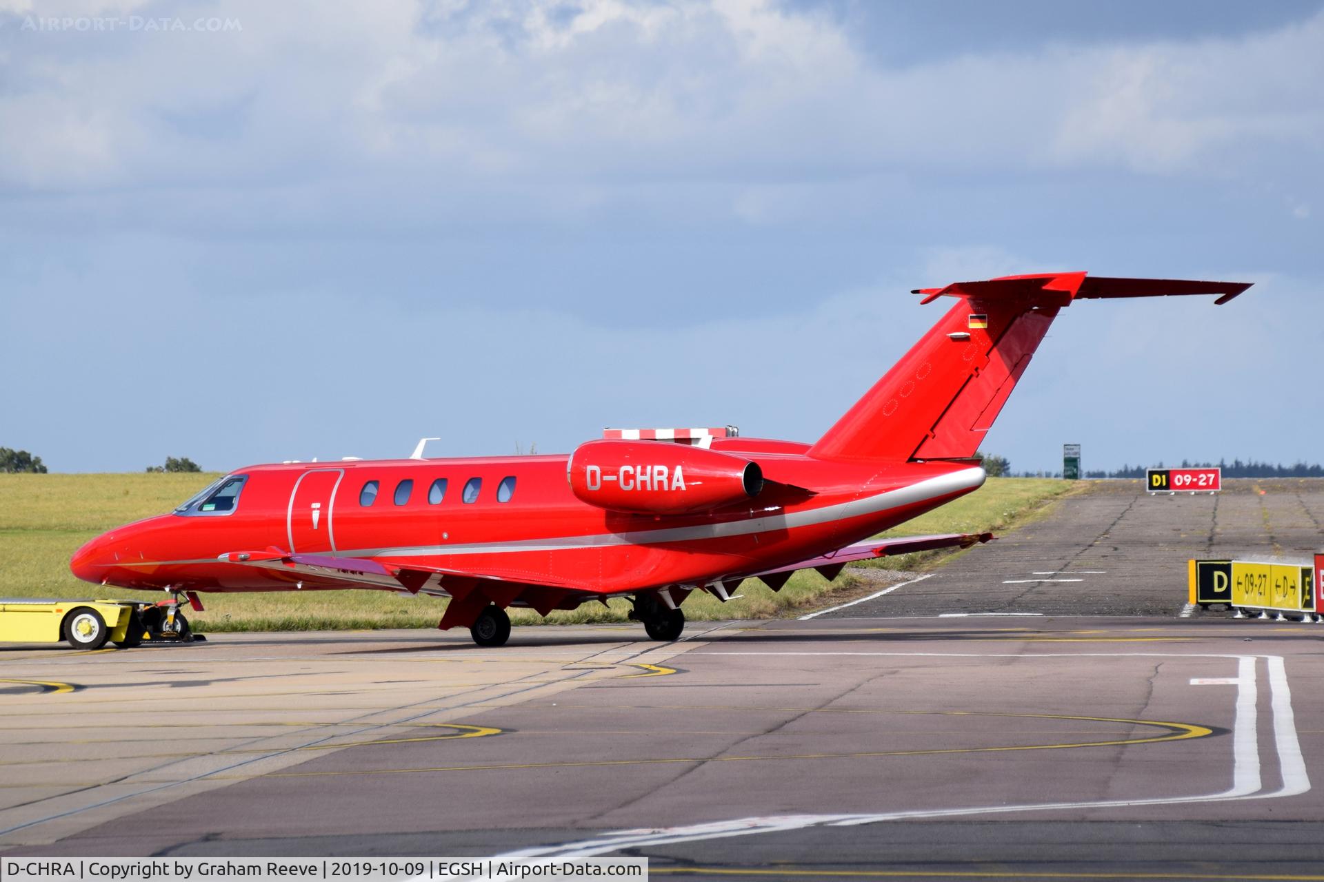 D-CHRA, 2011 Cessna 525C CitationJet CJ4 C/N 525C-0058, Under tow at Norwich.
