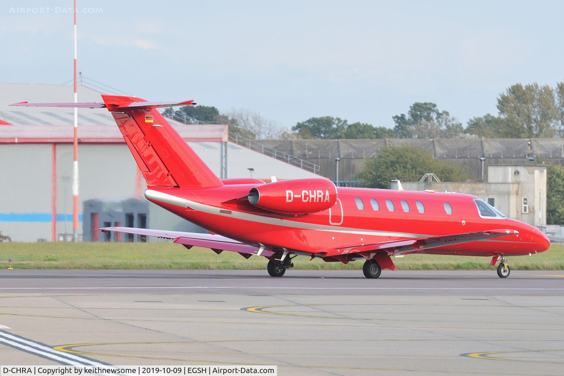 D-CHRA, 2011 Cessna 525C CitationJet CJ4 C/N 525C-0058, Leaving Norwich for Dusseldorf.