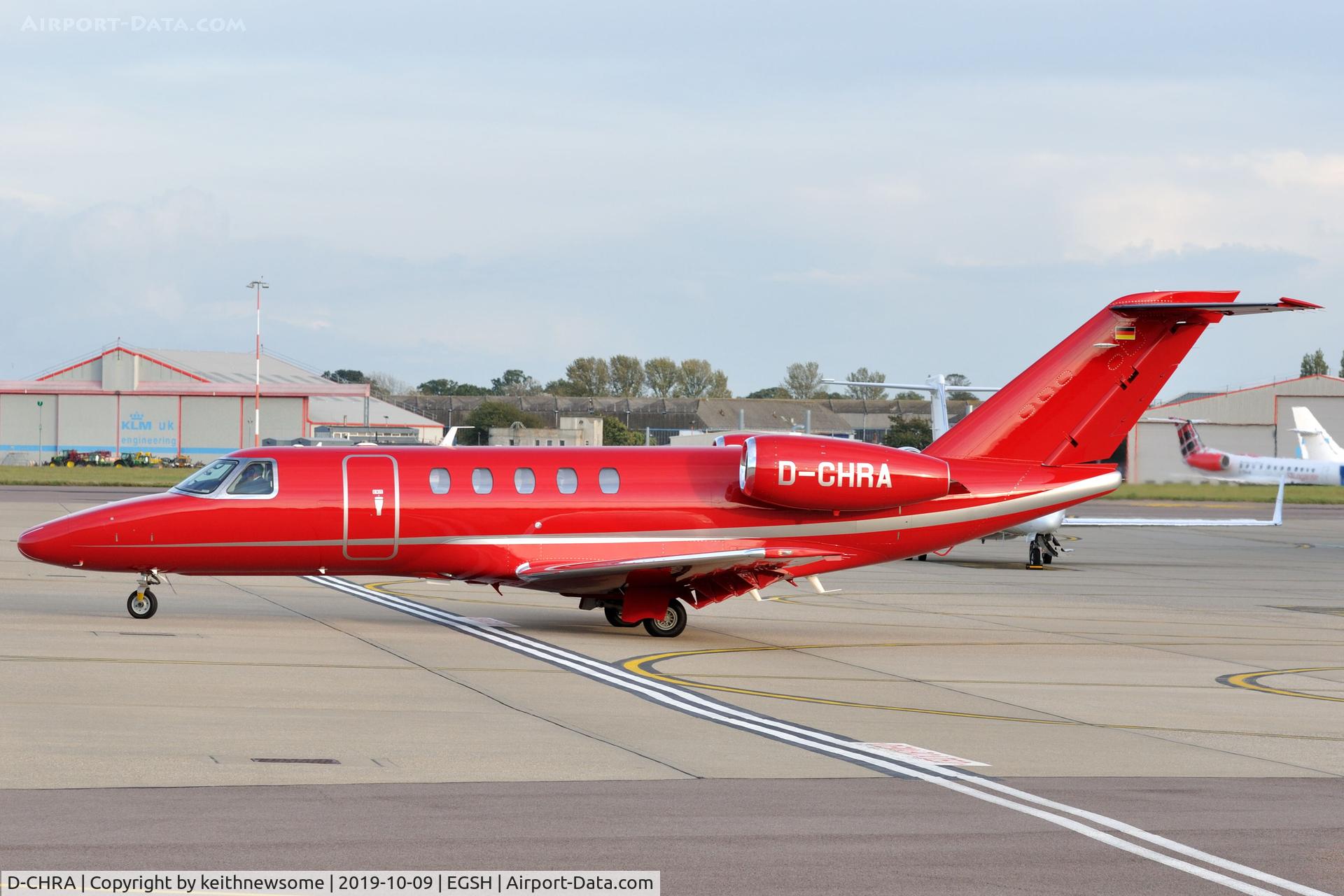 D-CHRA, 2011 Cessna 525C CitationJet CJ4 C/N 525C-0058, Leaving Norwich for Dusseldorf.