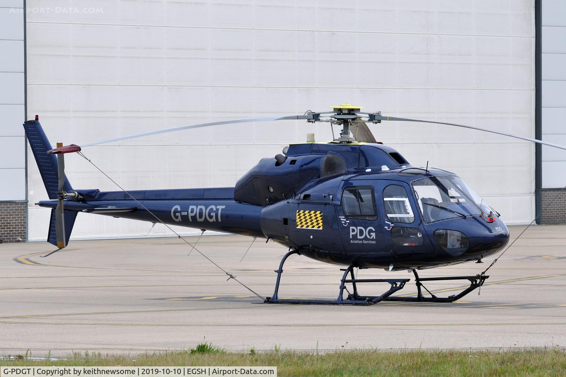 G-PDGT, 1988 Aerospatiale AS-355F-2 Ecureuil 2 C/N 5374, Overnighting at Norwich.