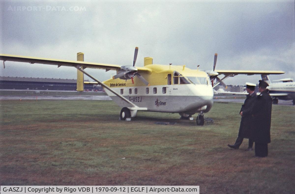 G-ASZJ, 1967 Short SC-7 Skyvan 3A-100 C/N SH.1831, Farnborough 1970.