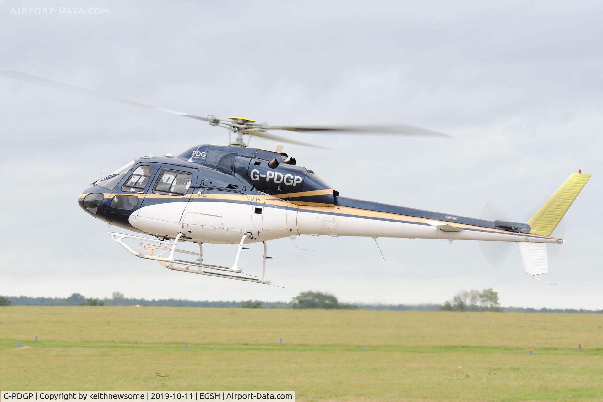G-PDGP, 1983 Aerospatiale AS-355F-2 Ecureuil 2 C/N 5135, Arriving at Norwich.