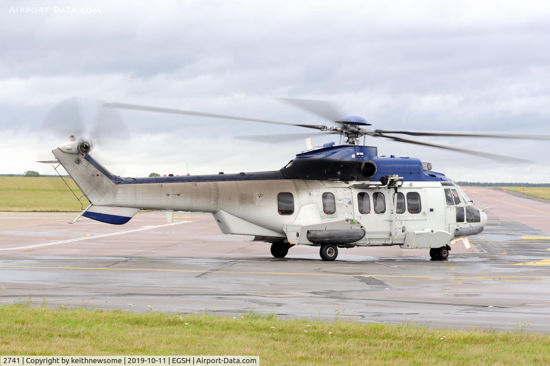 2741, Eurocopter EC-225LP Super Puma Mk2+ C/N 2741, Leaving Norwich for France.