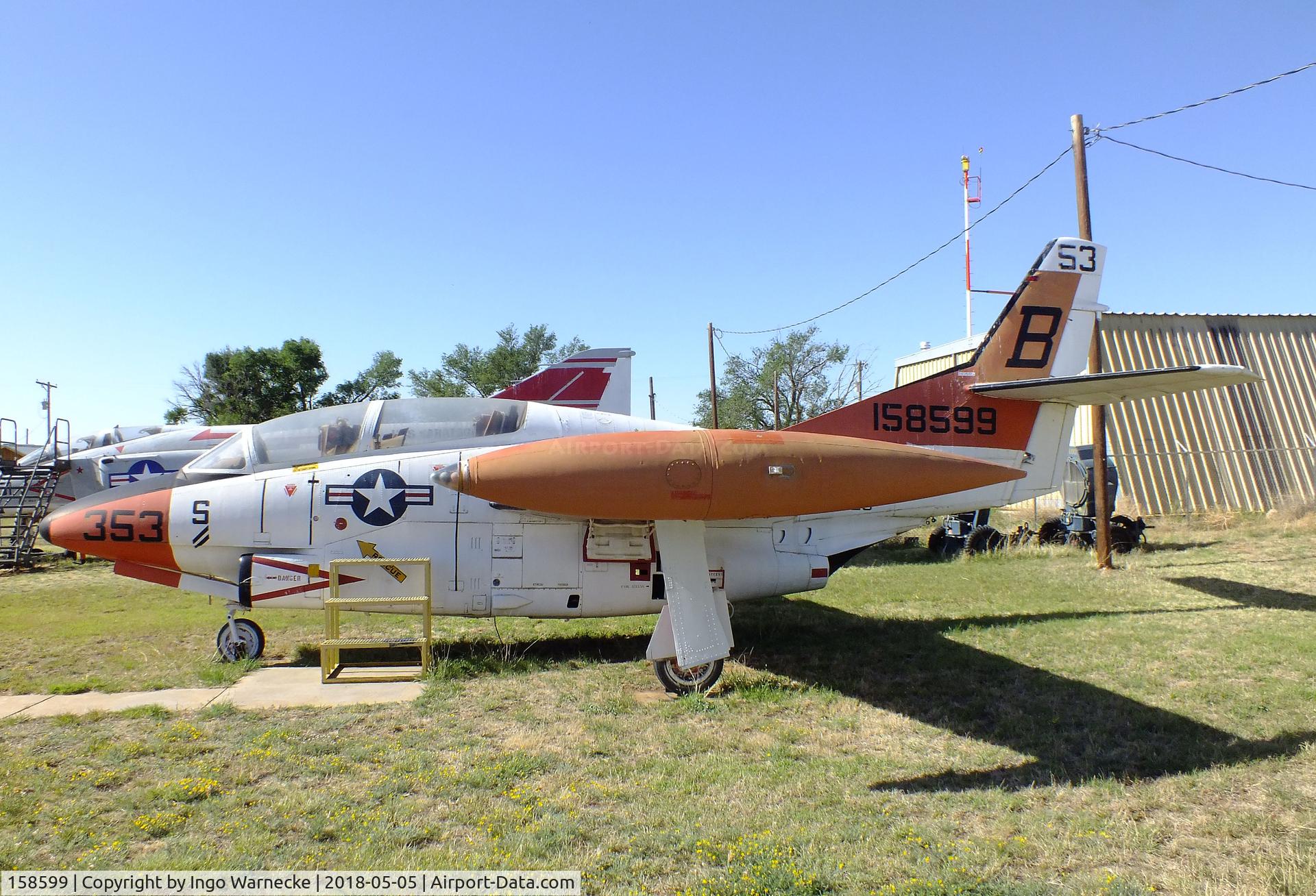 158599, Rockwell T-2C Buckeye C/N 346-25, North American T-2C Buckeye at the Texas Air Museum Caprock Chapter, Slaton TX