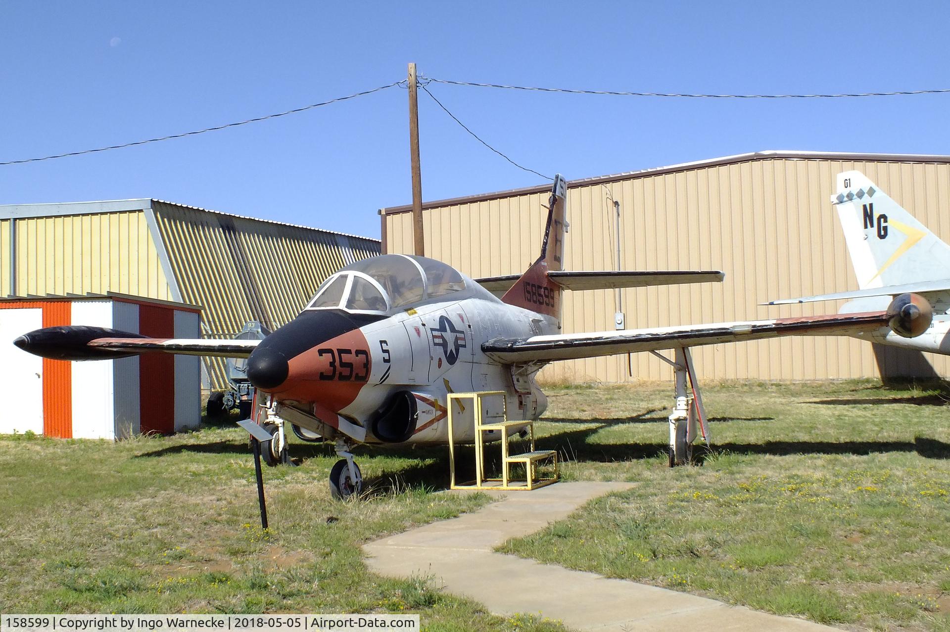 158599, Rockwell T-2C Buckeye C/N 346-25, North American T-2C Buckeye at the Texas Air Museum Caprock Chapter, Slaton TX