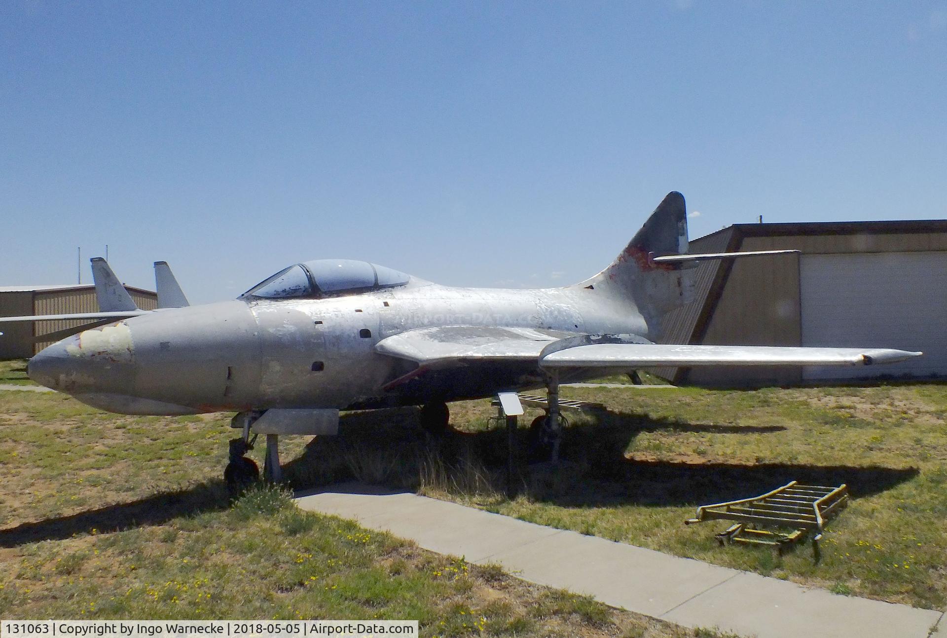 131063, Grumman F9F-8 Cougar C/N Not found 131063, Grumman F9F-8 Cougar, being restored at the Texas Air Museum Caprock Chapter, Slaton TX