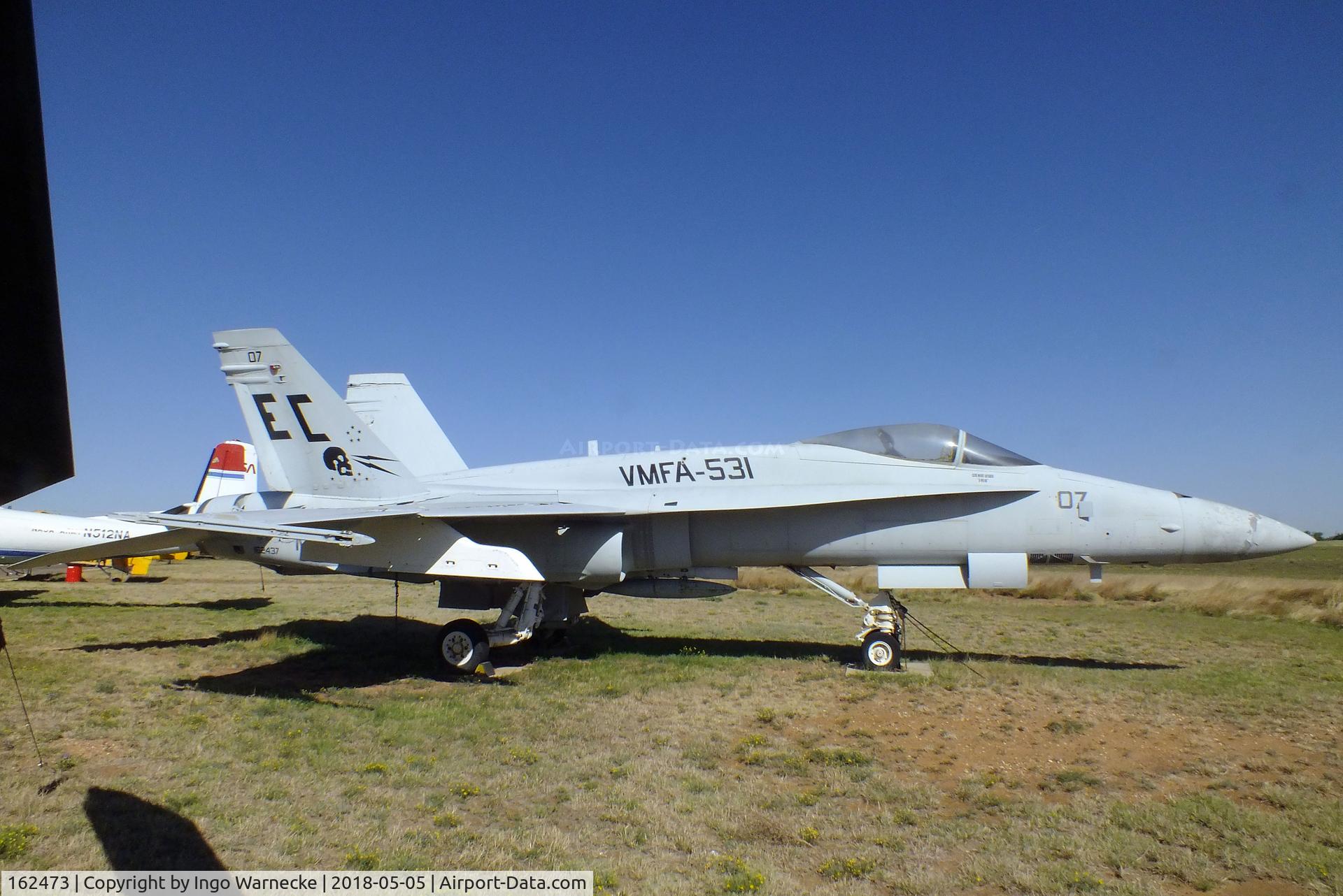162473, McDonnell Douglas F/A-18A Hornet C/N 0331, McDonnell Douglas F/A-18A Hornet (probably containing parts of an other aircraft) at the Texas Air Museum Caprock Chapter, Slaton TX