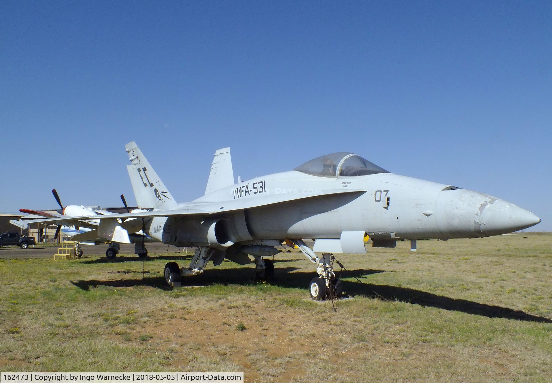 162473, McDonnell Douglas F/A-18A Hornet C/N 0331, McDonnell Douglas F/A-18A Hornet (probably containing parts of an other aircraft) at the Texas Air Museum Caprock Chapter, Slaton TX