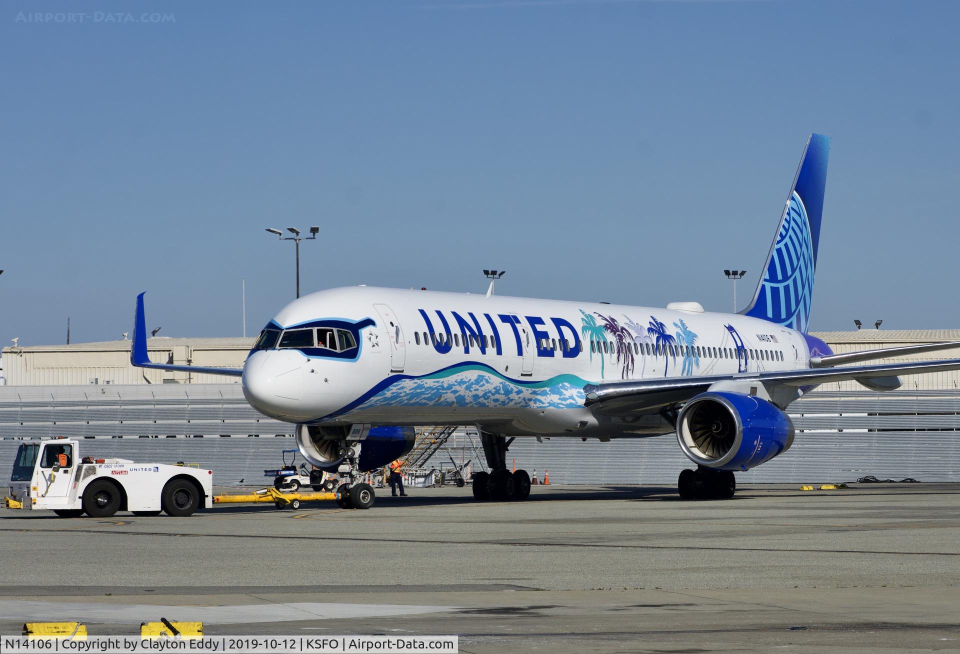 N14106, 1994 Boeing 757-224 C/N 27296, Her Art Here California. SFO. 2019.