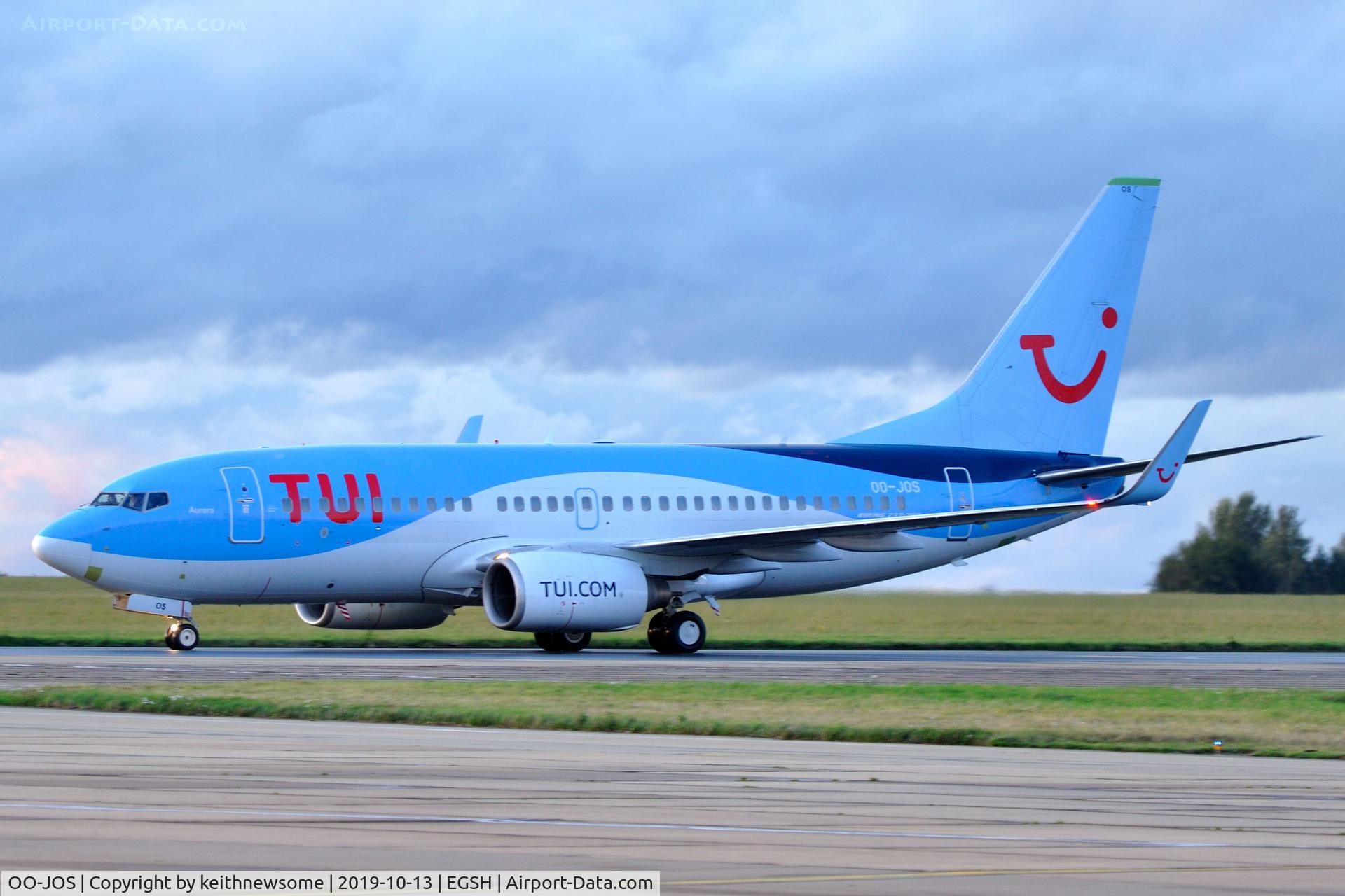 OO-JOS, 2008 Boeing 737-7K5 C/N 35282, Arriving at Norwich for paintwork.