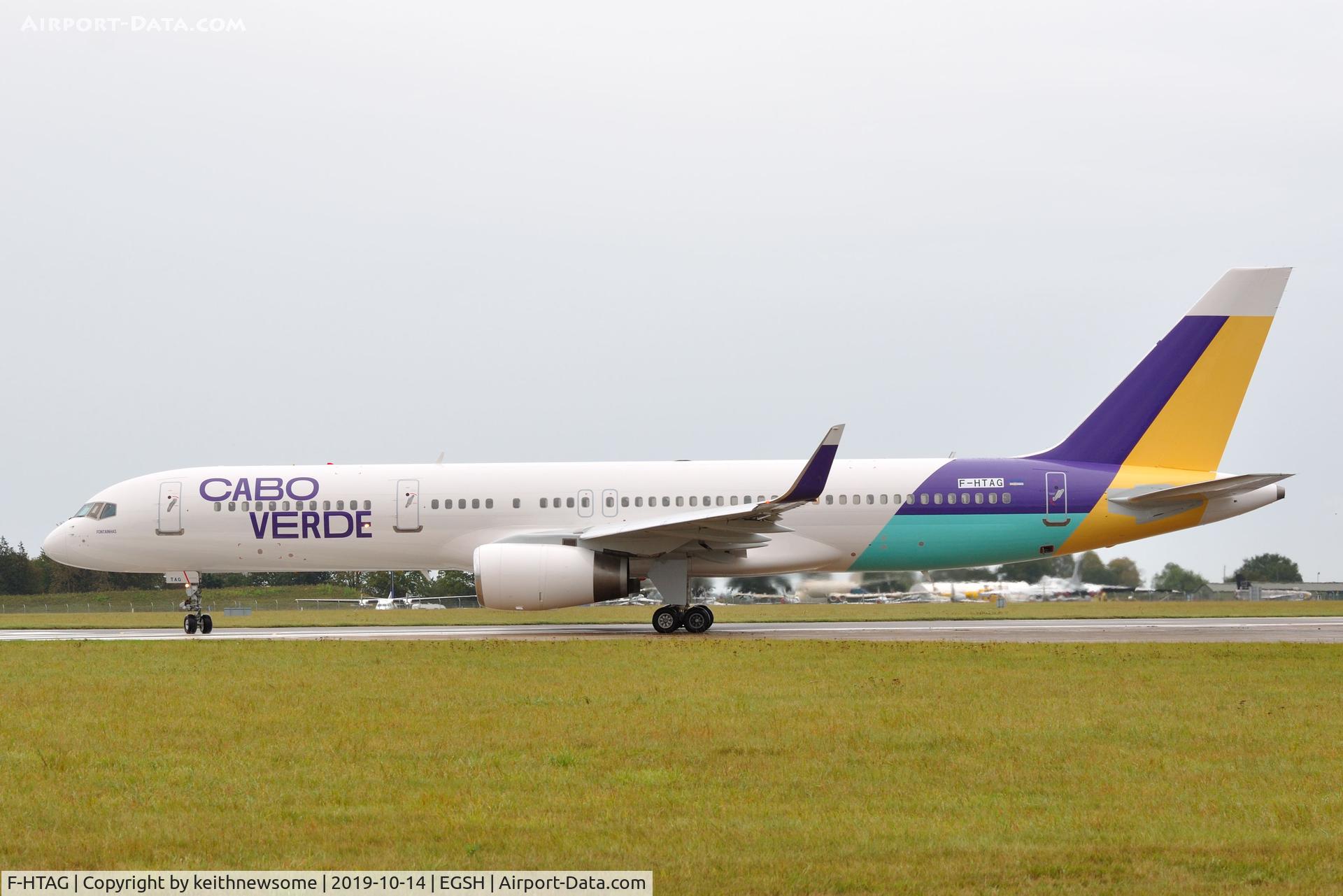 F-HTAG, 2000 Boeing 757-256 C/N 29307, Leaving Norwich for Reykjavik, Iceland. With Cabo Verde colour scheme.