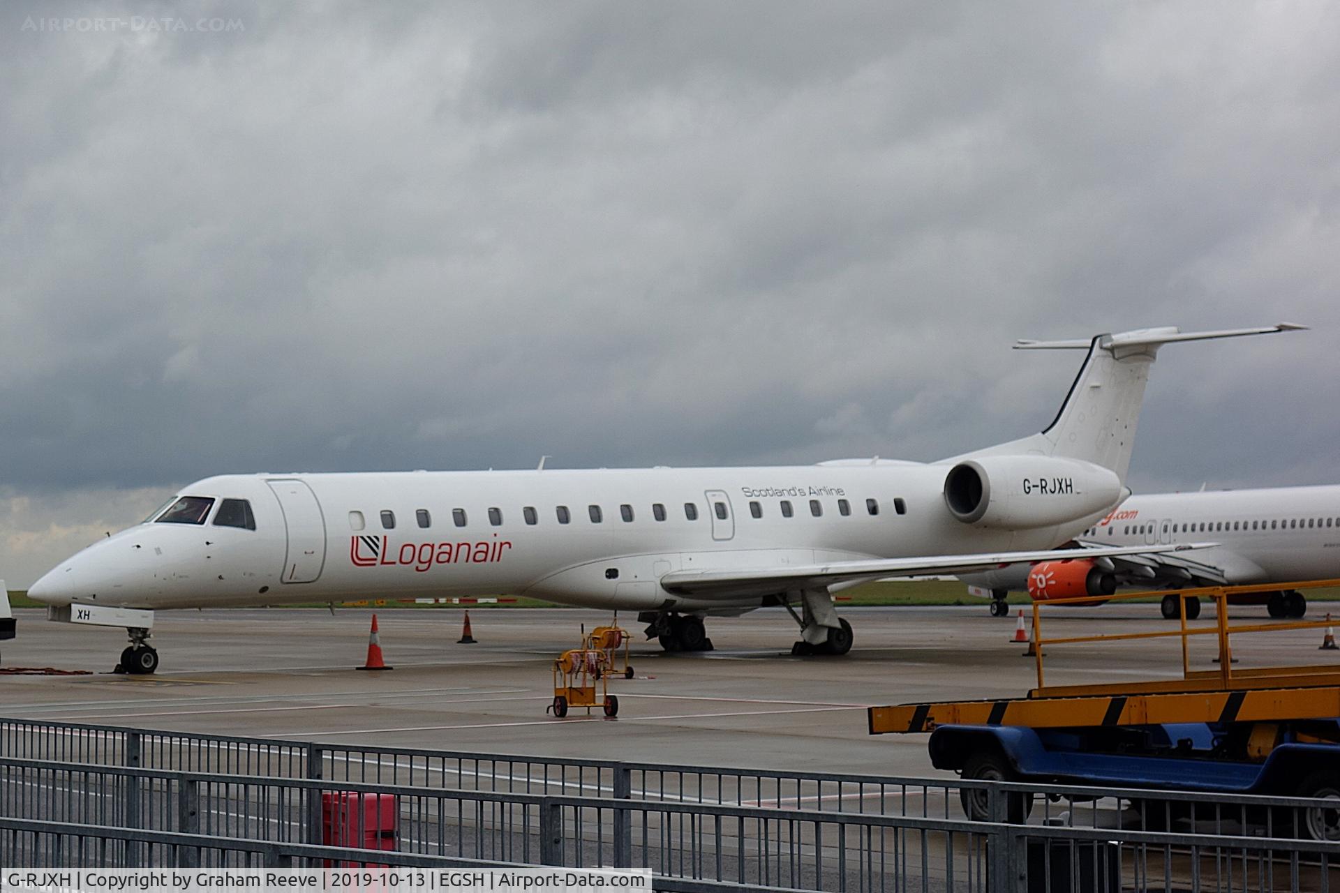 G-RJXH, 2001 Embraer EMB-145EP (ERJ-145EP) C/N 145442, Parked at Norwich.