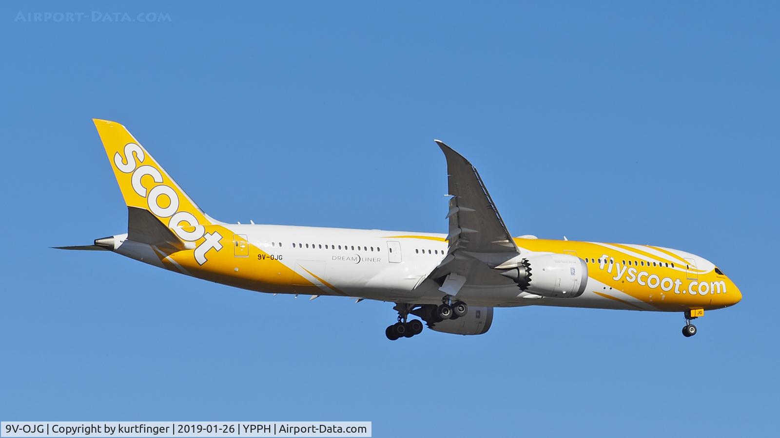 9V-OJG, 2018 Boeing 787-9 Dreamliner C/N 37128, Boeing 787-9 Scoot 9V-OJG final rwy 21 260119.