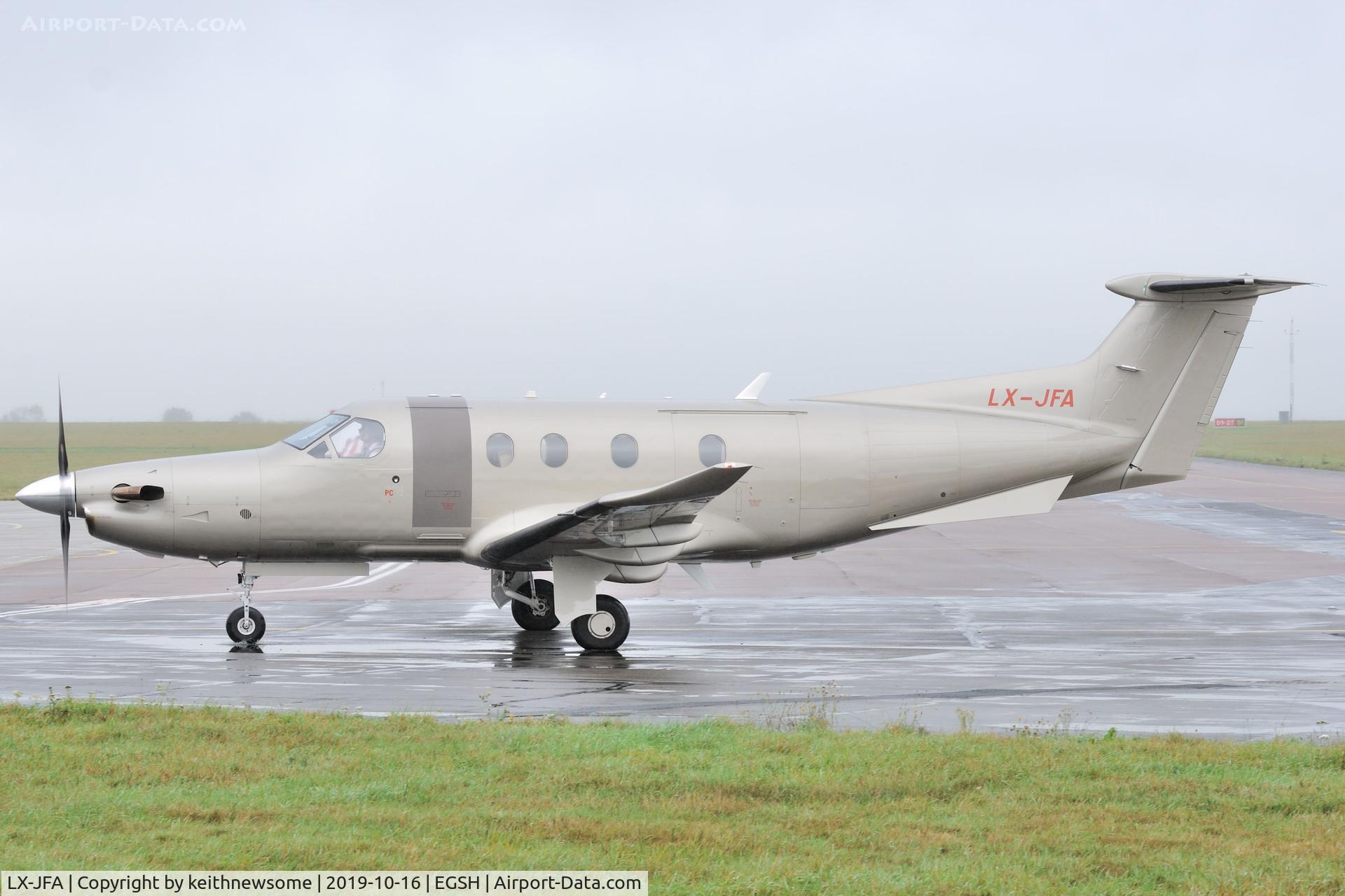 LX-JFA, 2016 Pilatus PC-12/47E C/N 1633, Arriving at Norwich from Nice.