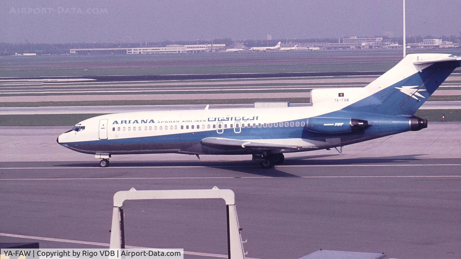 YA-FAW, 1967 Boeing 727-155C C/N 19619, Place & date unknown. Aircraft was destroyed during a US bombing raid in october 2001 at Kabul.