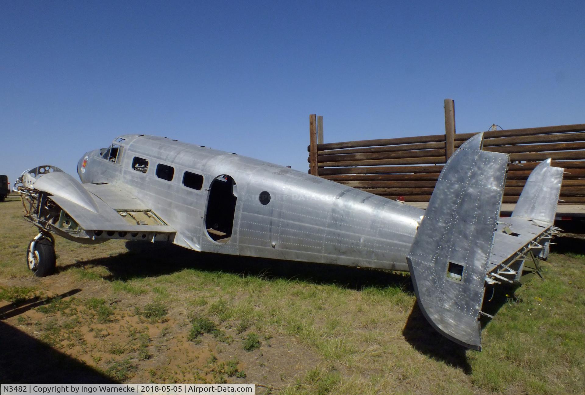 N3482, Beech UC-45J Expeditor C/N 029659, Beechcraft UC-45J Expeditor, former SNB-2 Navigator, minus wings and engines to be restored as JRB-1 at the Texas Air Museum Caprock Chapter, Slaton TX