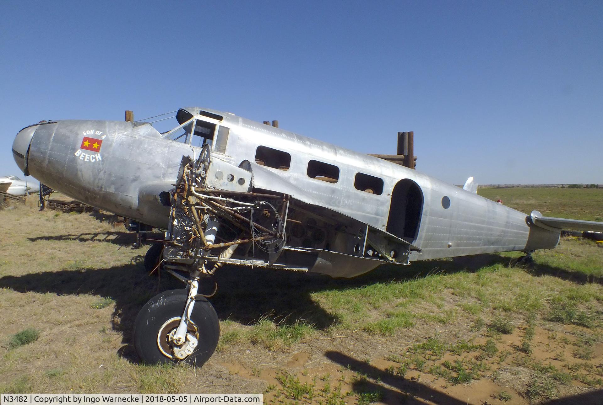 N3482, Beech UC-45J Expeditor C/N 029659, Beechcraft UC-45J Expeditor, former SNB-2 Navigator, minus wings and engines to be restored as JRB-1 at the Texas Air Museum Caprock Chapter, Slaton TX