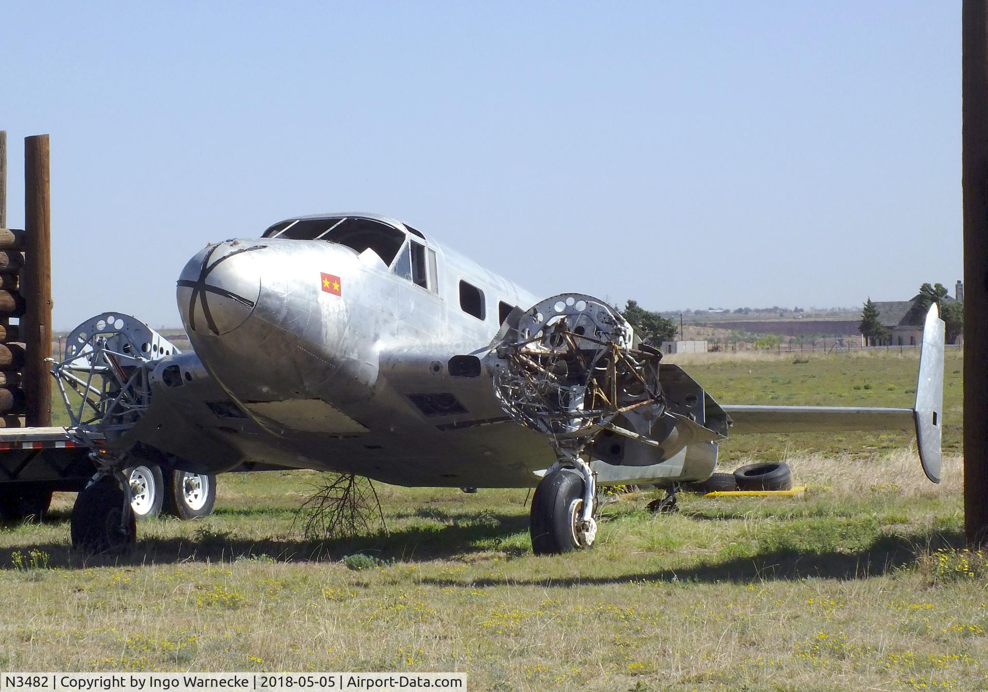 N3482, Beech UC-45J Expeditor C/N 029659, Beechcraft UC-45J Expeditor, former SNB-2 Navigator, minus wings and engines to be restored as JRB-1 at the Texas Air Museum Caprock Chapter, Slaton TX