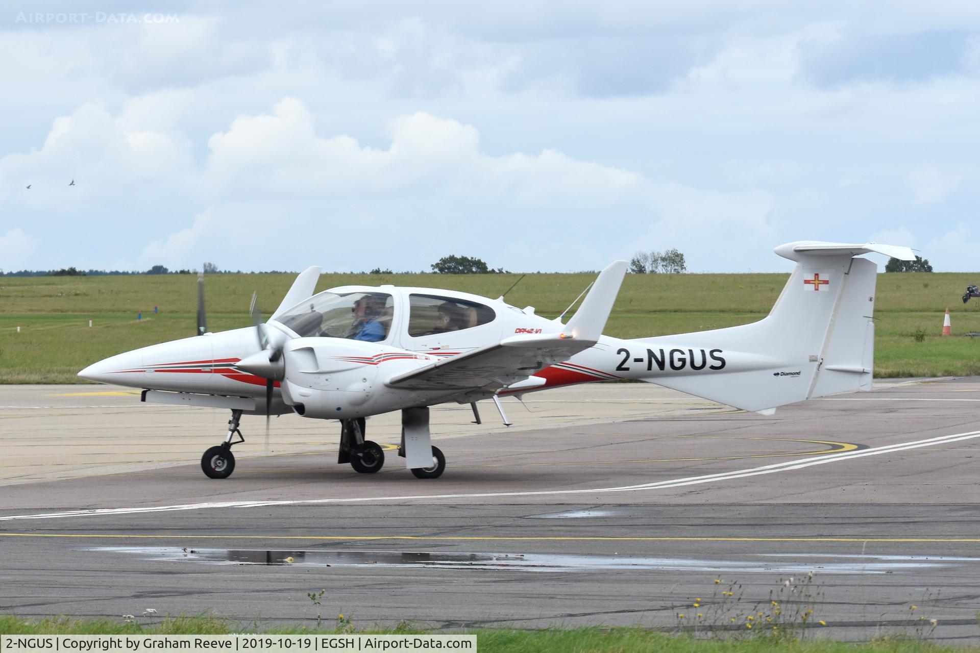 2-NGUS, Diamond DA 42-NG Twin Star C/N 42.N116, Just landed at Norwich.