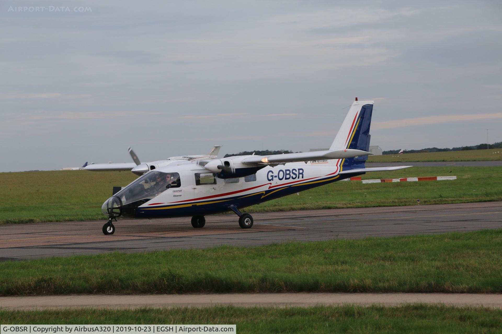 G-OBSR, 1980 Partenavia P-68 Observer C/N 236-01-OB, Arriving at NWI