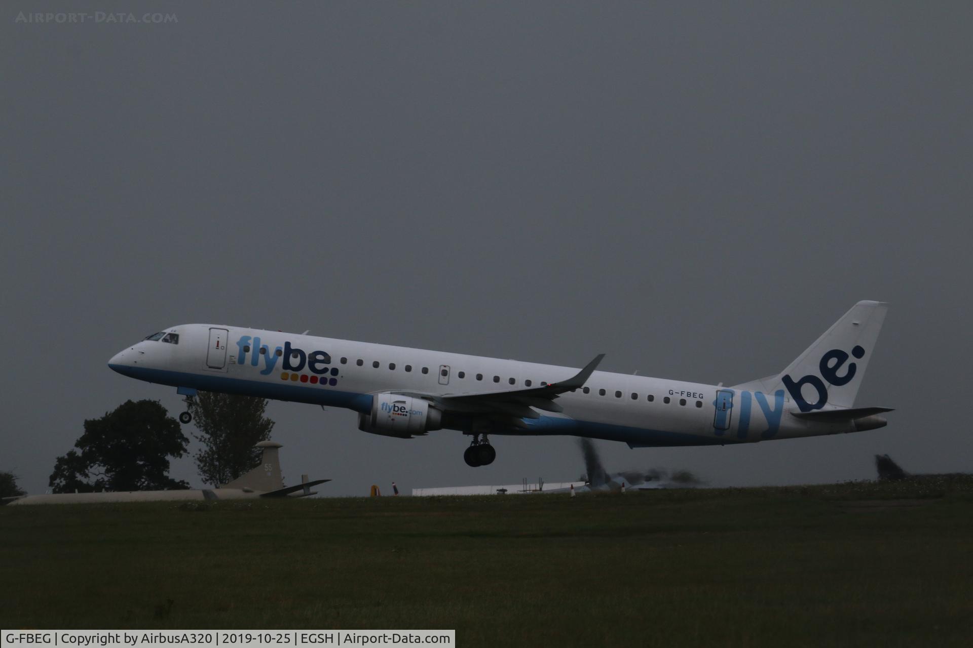 G-FBEG, 2007 Embraer 195LR (ERJ-190-200LR) C/N 19000120, Last Exeter flight from NWI
as Flybe depart NWI
also this aircraft due to be withdrawn 29/10