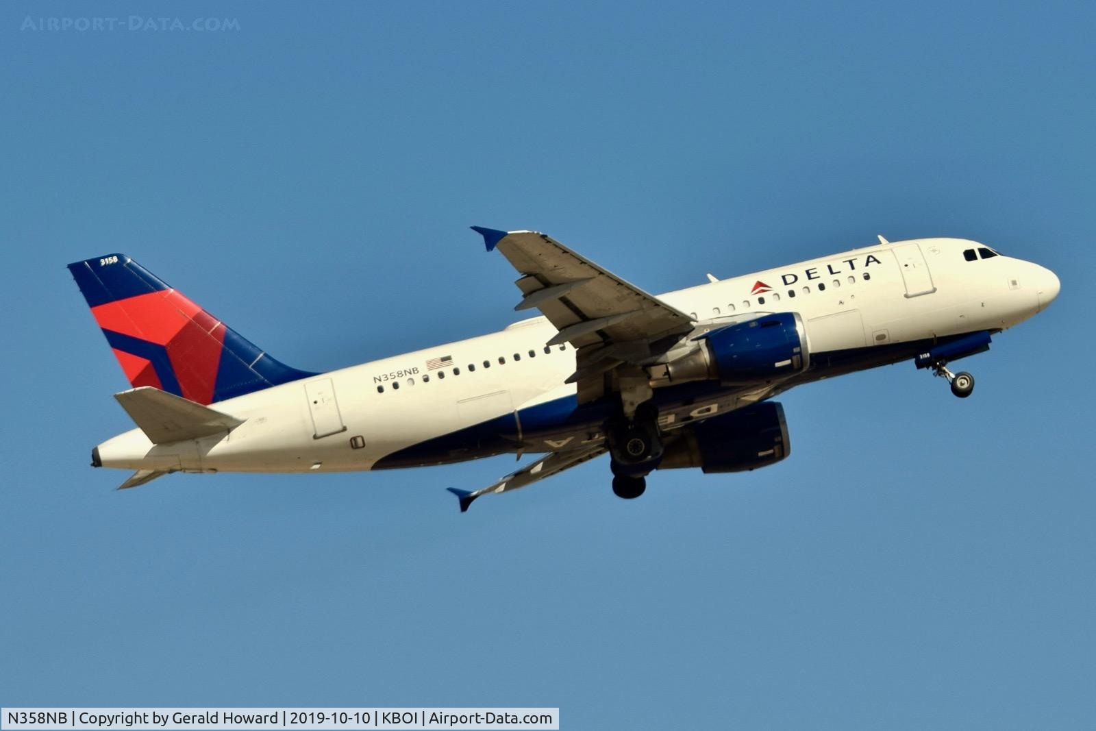 N358NB, 2003 Airbus A319-114 C/N 1897, Climb out from RWY 10L.