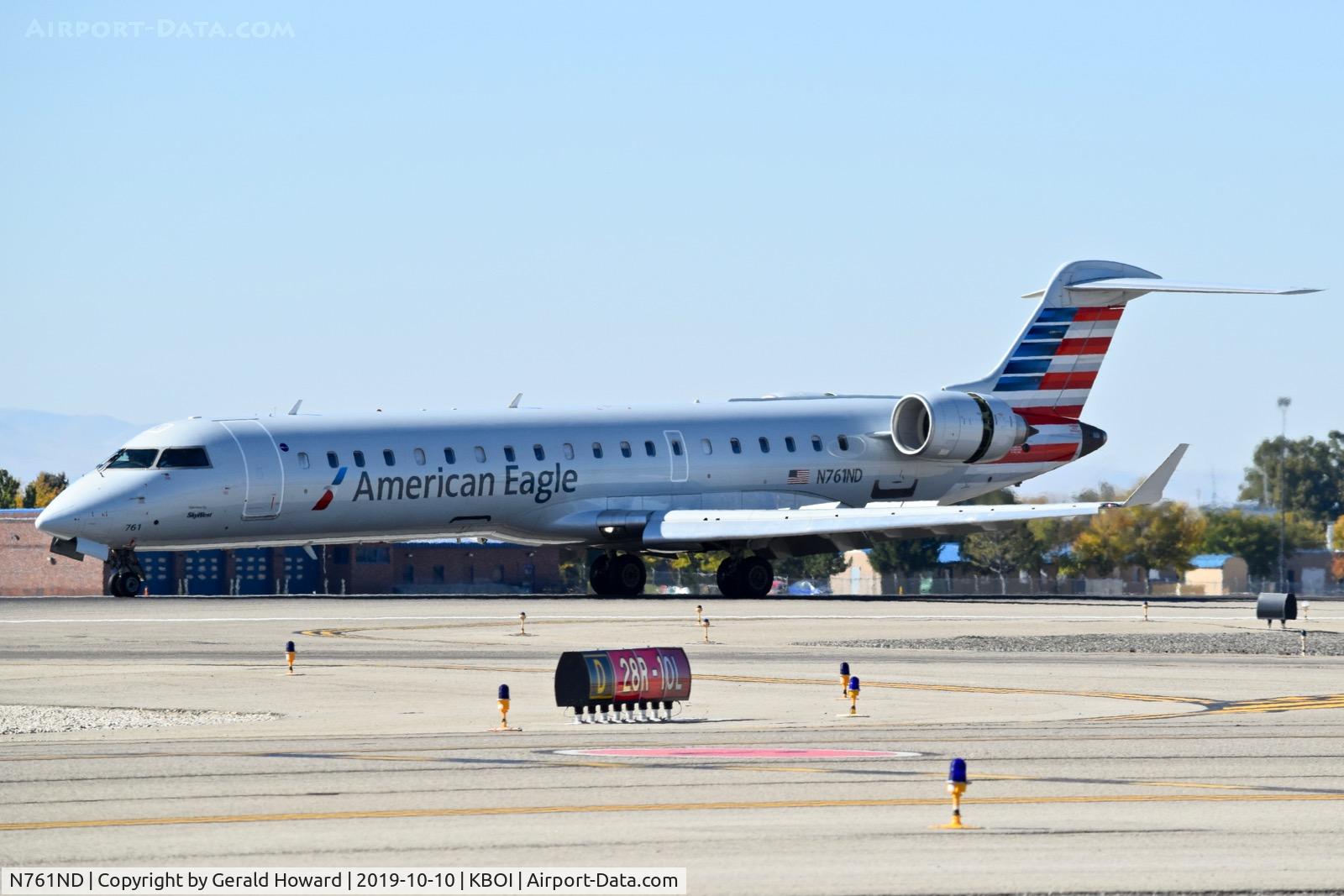 N761ND, 2005 Bombardier CRJ-700 (CL-600-2C10) Regional Jet C/N 10213, Landing roll out on RWY 10L.