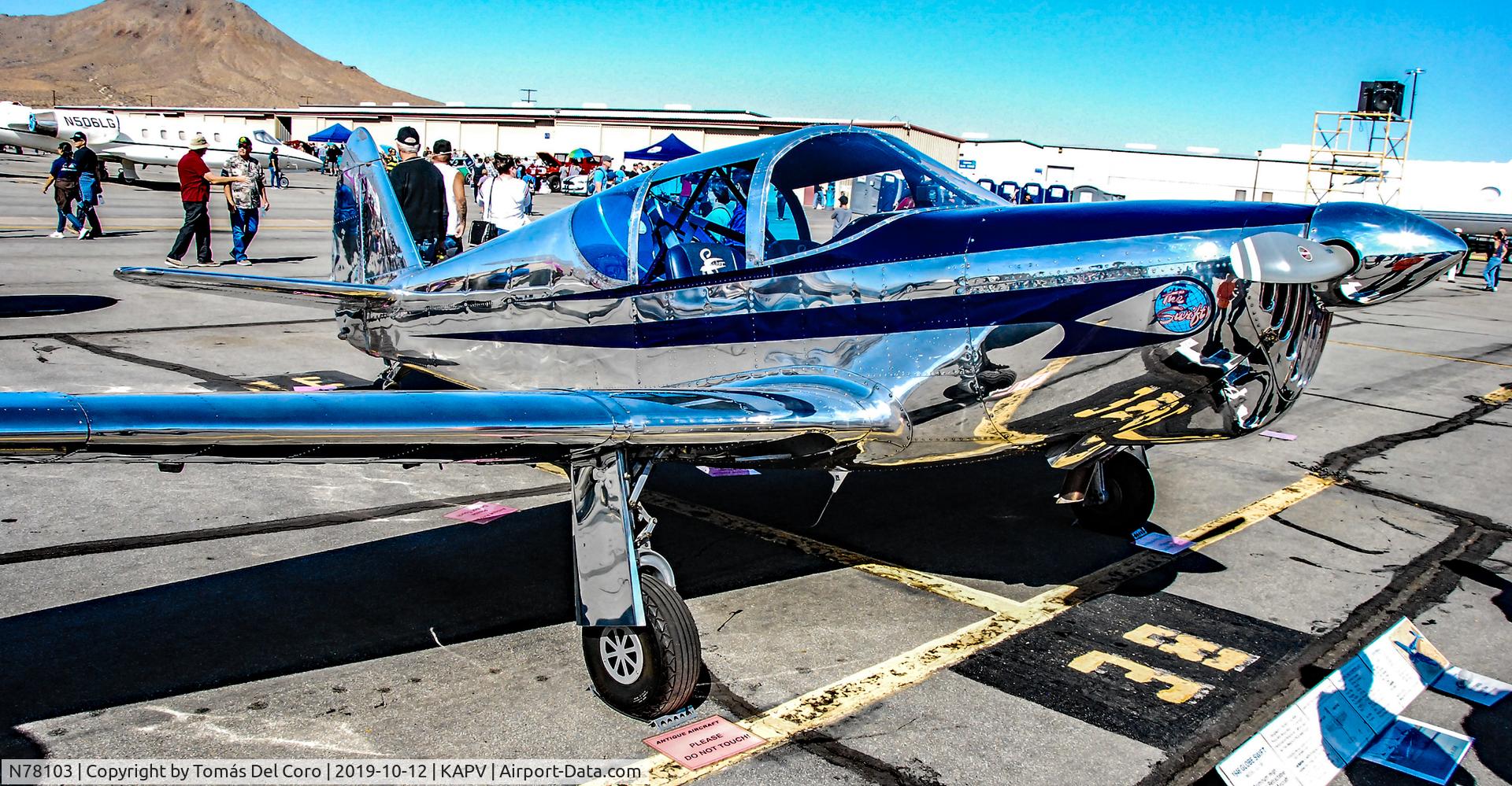 N78103, 1946 Globe GC-1B Swift C/N 2103, 2019 18th Annual Apple Valley Airshow and Car Display
Apple Valley Airport (APV) (KAPV)
California, USA
Photo: TDelCoro
October 12, 2019
