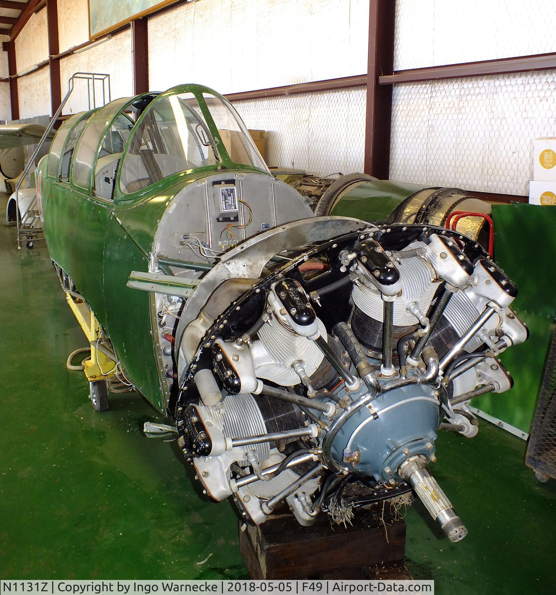 N1131Z, 1965 Fairchild Funk M-62C F-23A C/N 9, Funk F-23A, converted to represent a Mitsubishi Ki-51 SONJA, awaiting repair at the Texas Air Museum Caprock Chapter, Slaton TX