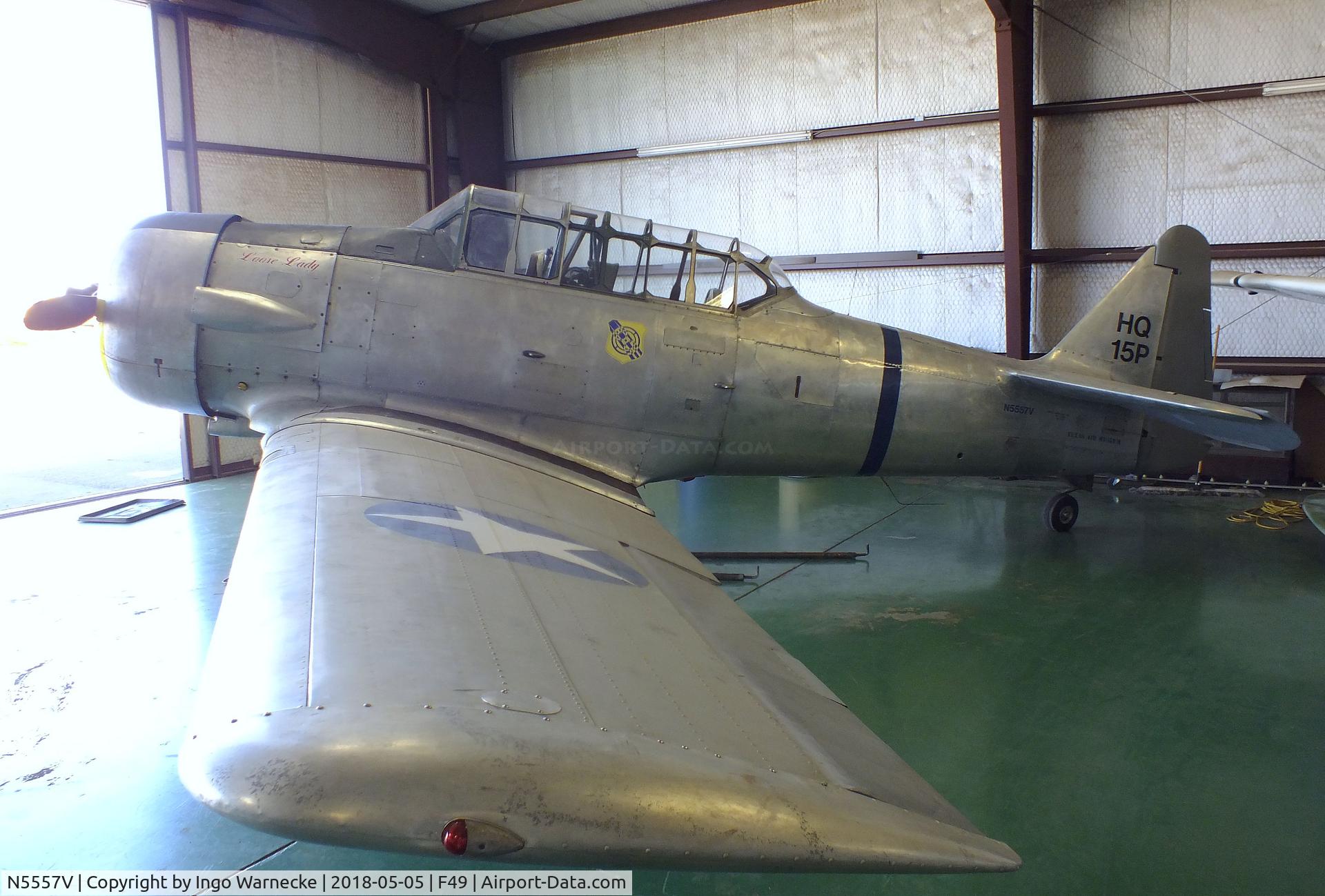 N5557V, 1949 North American AT-6G Texan C/N 168-257 (49-3153), North American AT-6G Texan at the Texas Air Museum Caprock Chapter, Slaton TX