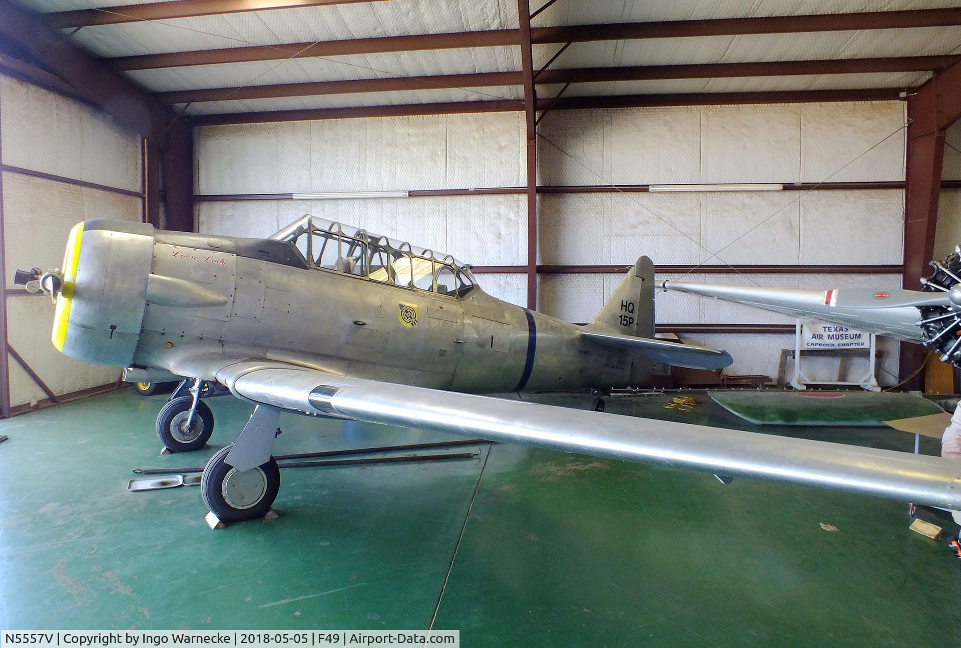 N5557V, 1949 North American AT-6G Texan C/N 168-257 (49-3153), North American AT-6G Texan at the Texas Air Museum Caprock Chapter, Slaton TX