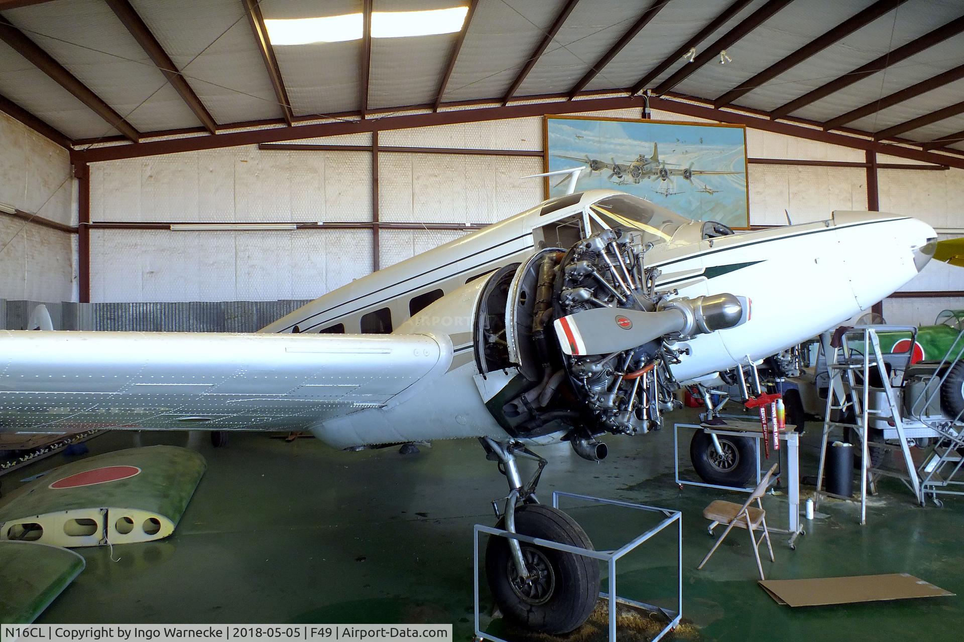N16CL, 1955 Beech E18S C/N BA-67, Beechcraft E18S Twin Beech, undergoing maintenance at the Texas Air Museum Caprock Chapter, Slaton TX