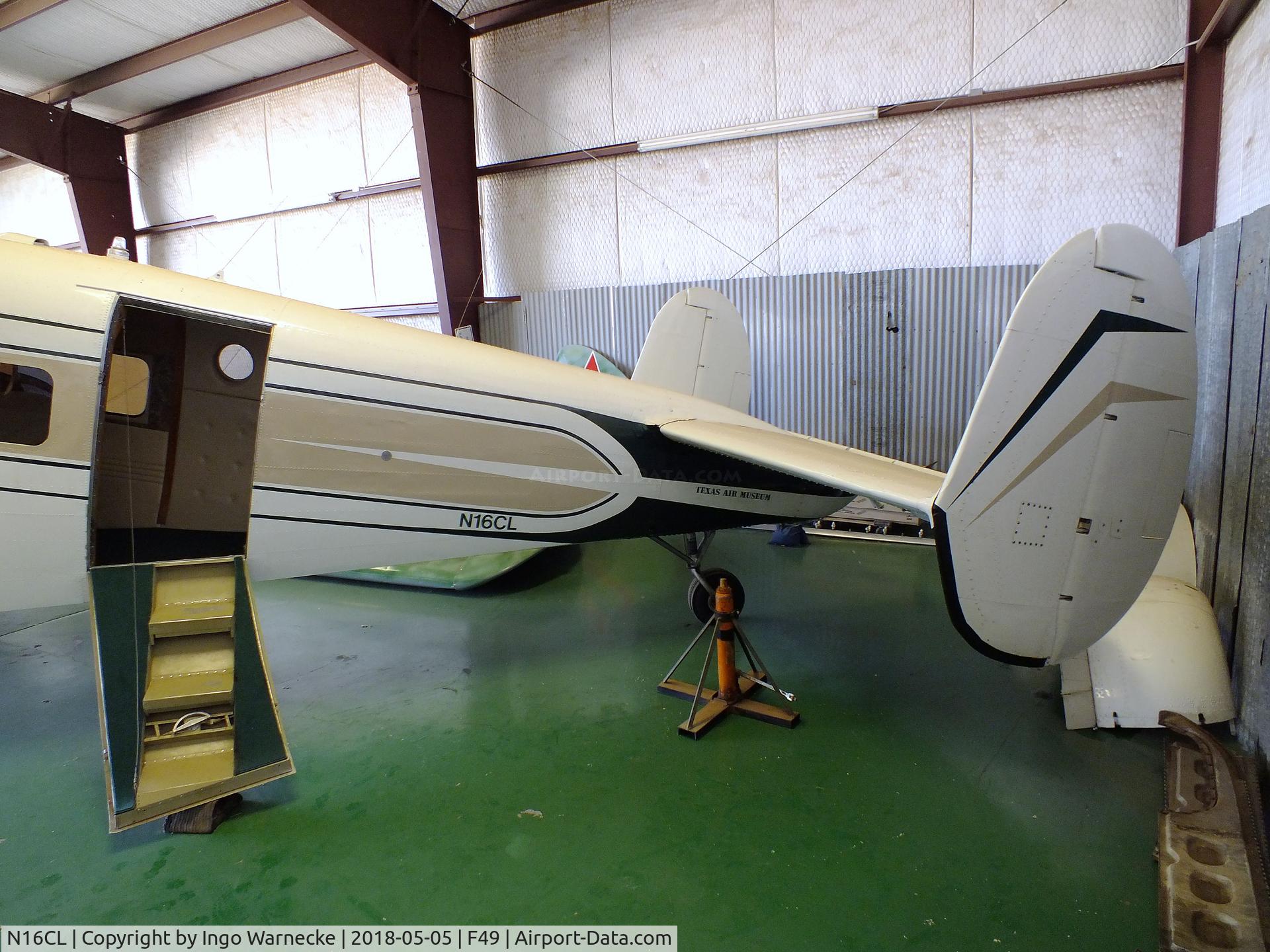 N16CL, 1955 Beech E18S C/N BA-67, Beechcraft E18S Twin Beech, undergoing maintenance at the Texas Air Museum Caprock Chapter, Slaton TX