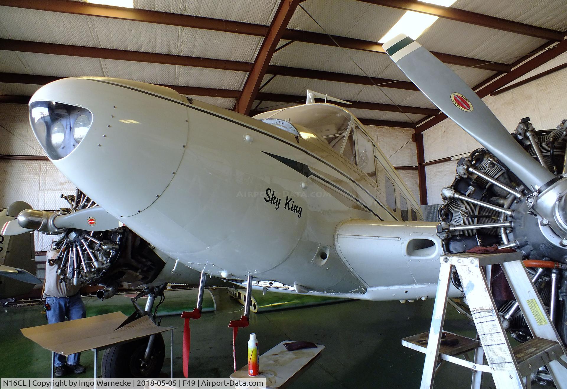 N16CL, 1955 Beech E18S C/N BA-67, Beechcraft E18S Twin Beech, undergoing maintenance at the Texas Air Museum Caprock Chapter, Slaton TX
