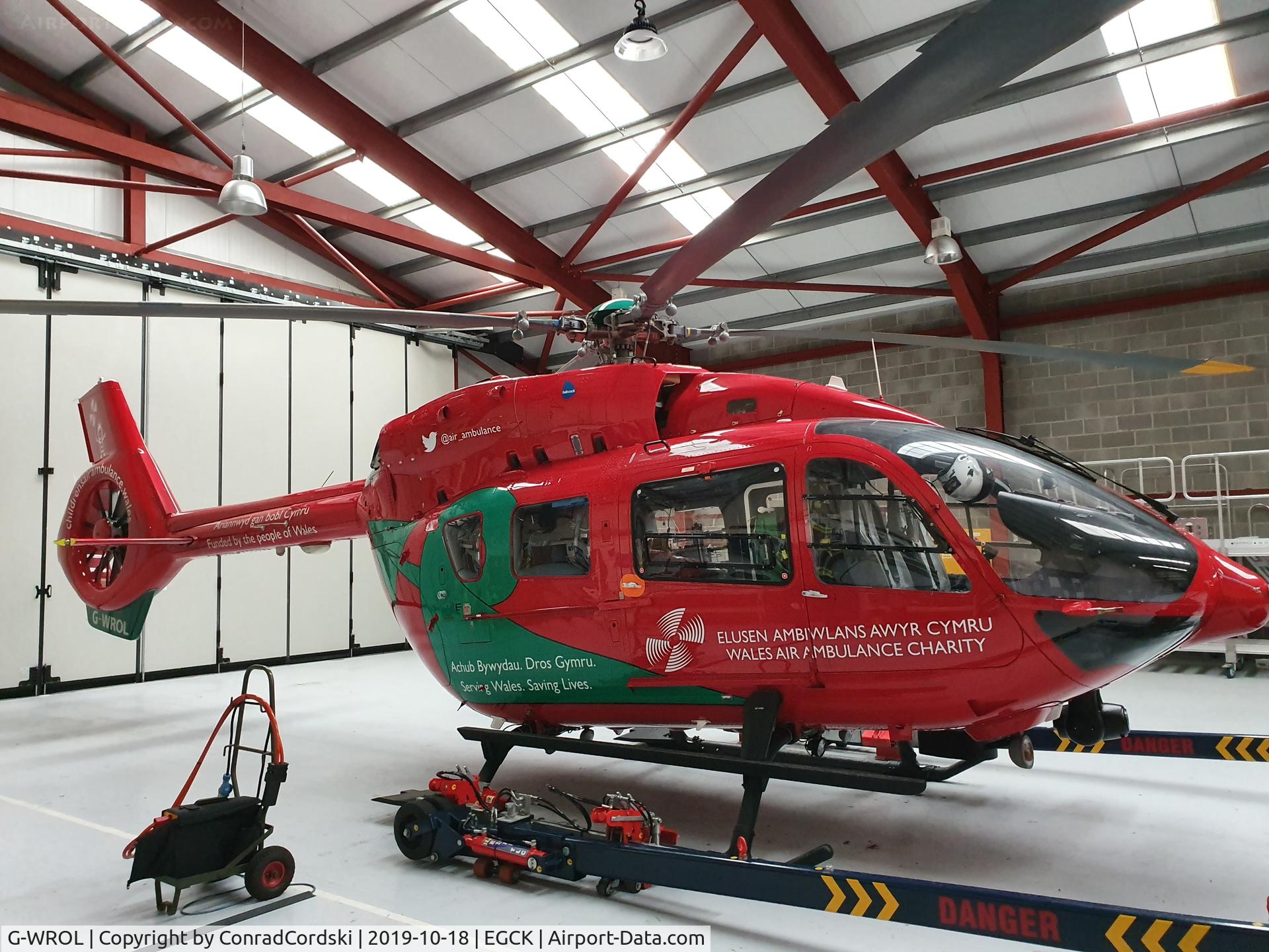 G-WROL, 2016 Airbus Helicopters H-145 (BK-117D-2) C/N 20115, In its hanger at CAERNARFON