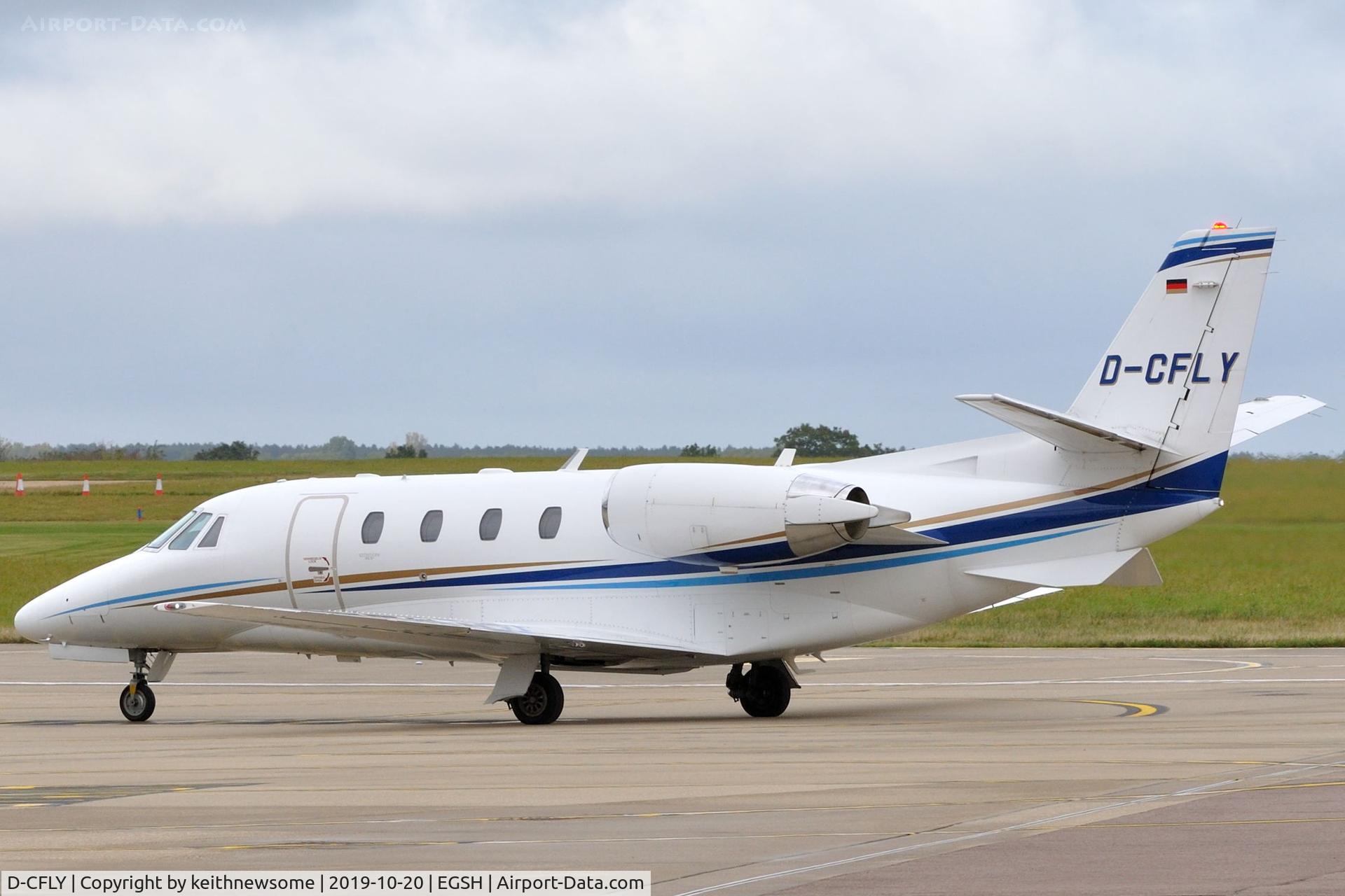 D-CFLY, 2009 Cessna 560 Citation XLS+ C/N 560-6014, Arriving at Norwich.
