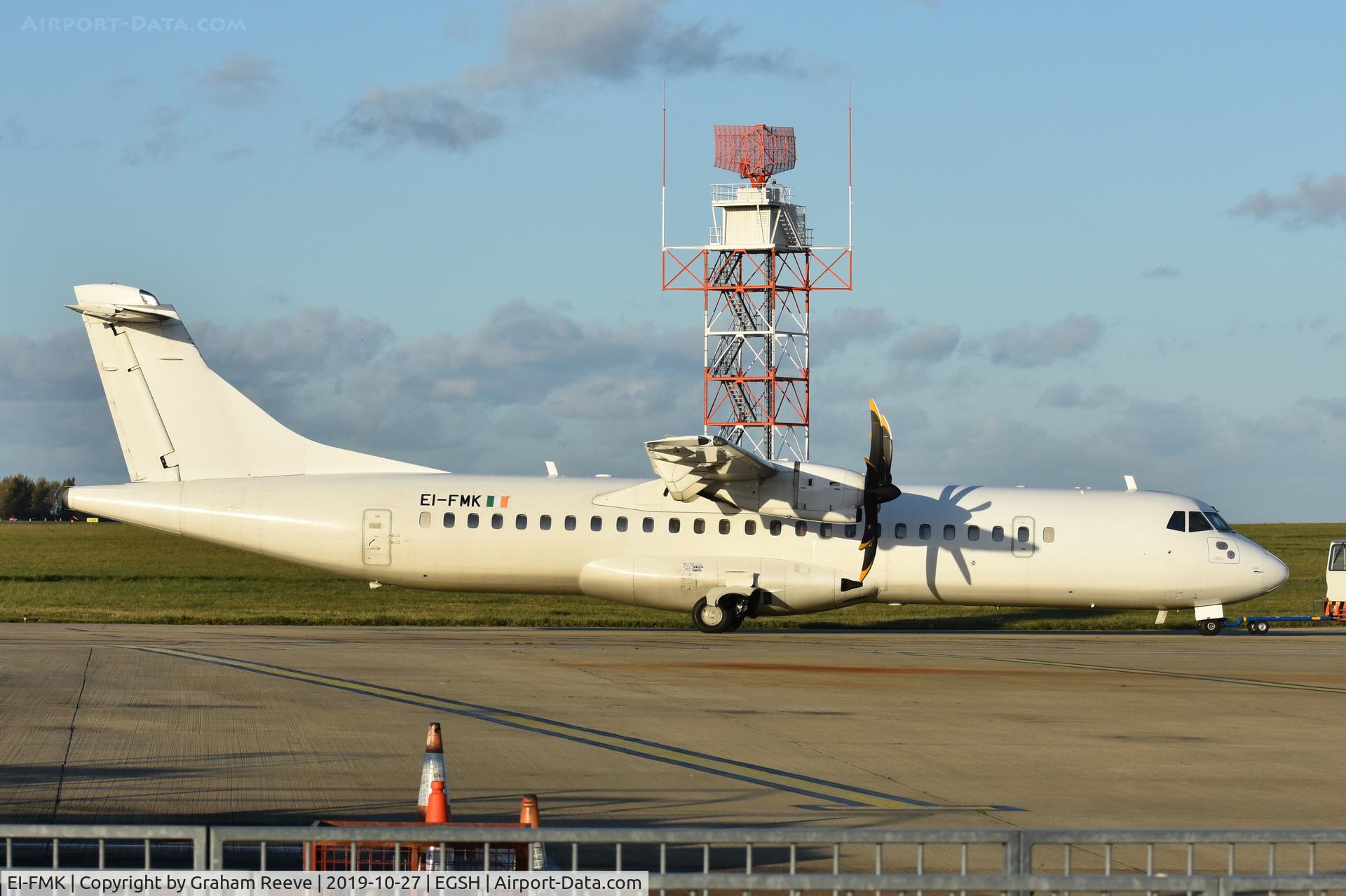 EI-FMK, 2015 ATR 72-600 (72-212A) C/N 1297, Under tow at Norwich.