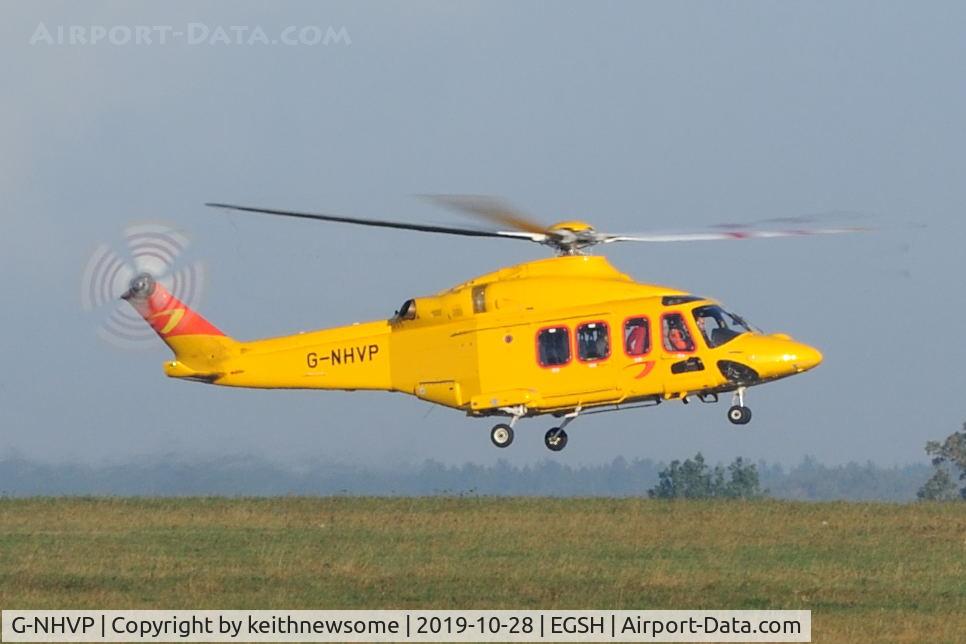 G-NHVP, 2018 AgustaWestland AW-139 C/N 41513, Leaving Norwich for Aberdeen, formerly OO-NSQ.