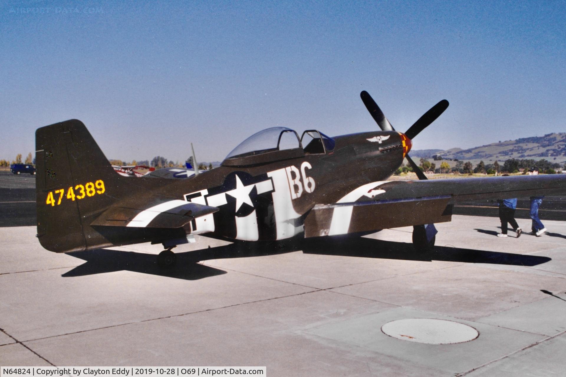 N64824, 1944 North American P-51D-30NA Mustang C/N 122-4929, Petaluma airport early 2000's